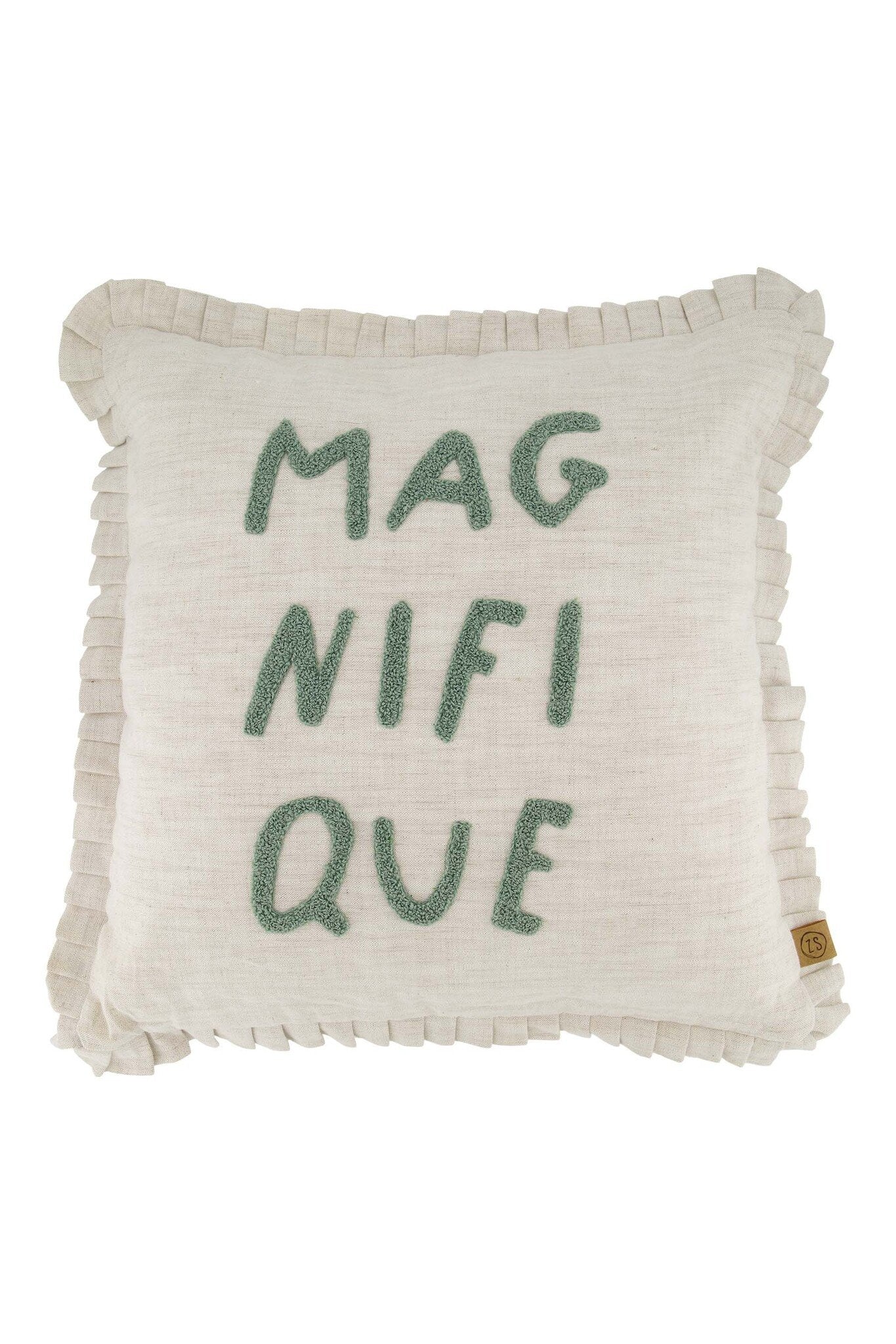 Zusss | Kussen ruffle magnifique 45x45cm peper en zout/grijsblauw
