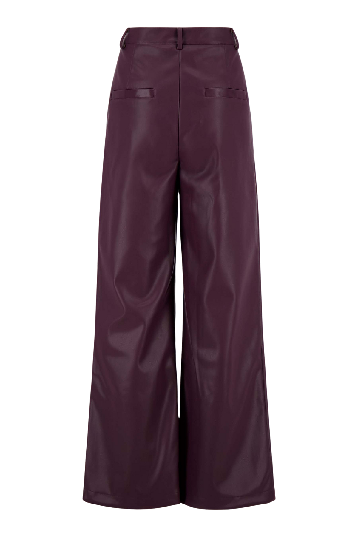 Zusss | Wijde broek PU bordeaux