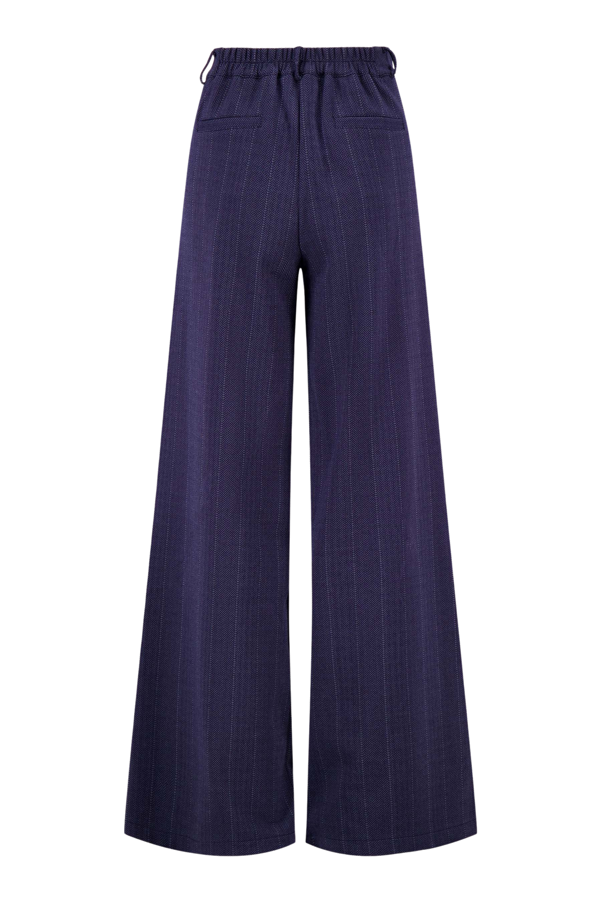 Zusss | Visgraat denim broek met stretch donker denim