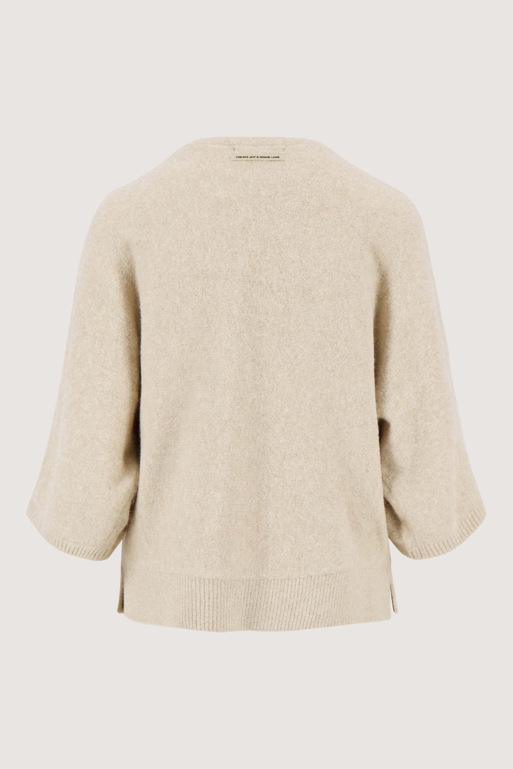 Zusss | Bootnek sweater met 3/4 mouwen grijs
