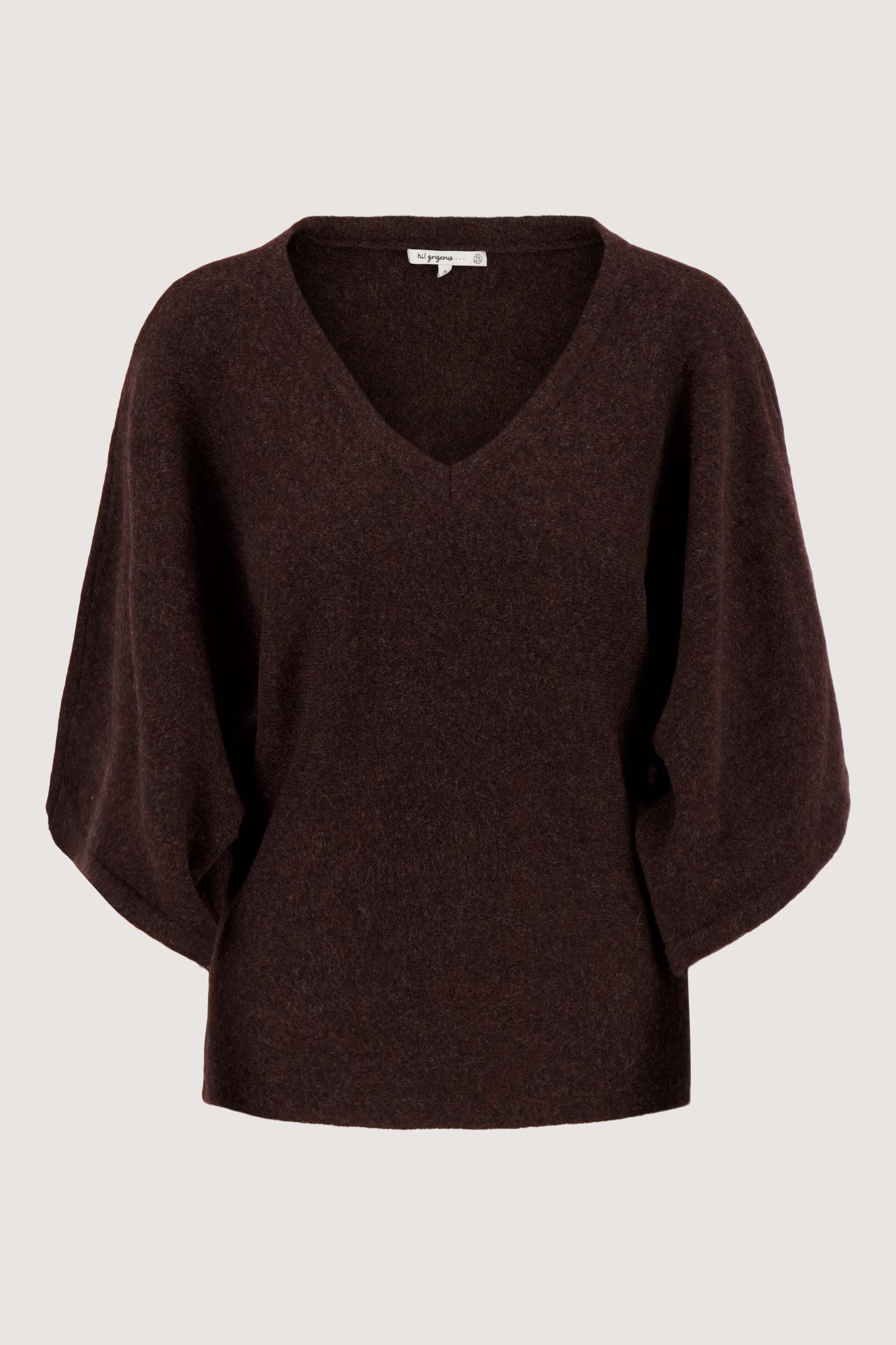 Zusss | V-hals sweater chocolade bruin