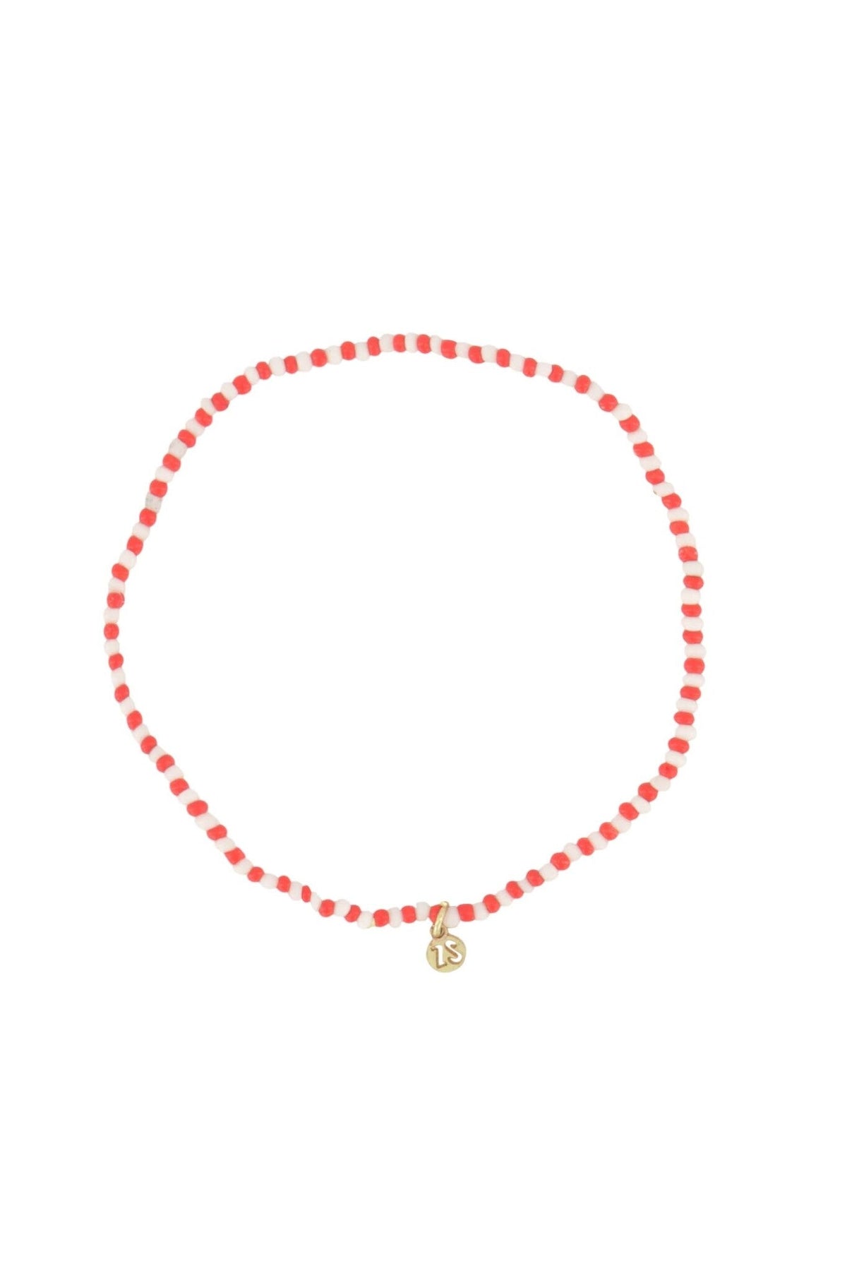Zusss | Armband streep kraal wit/rood