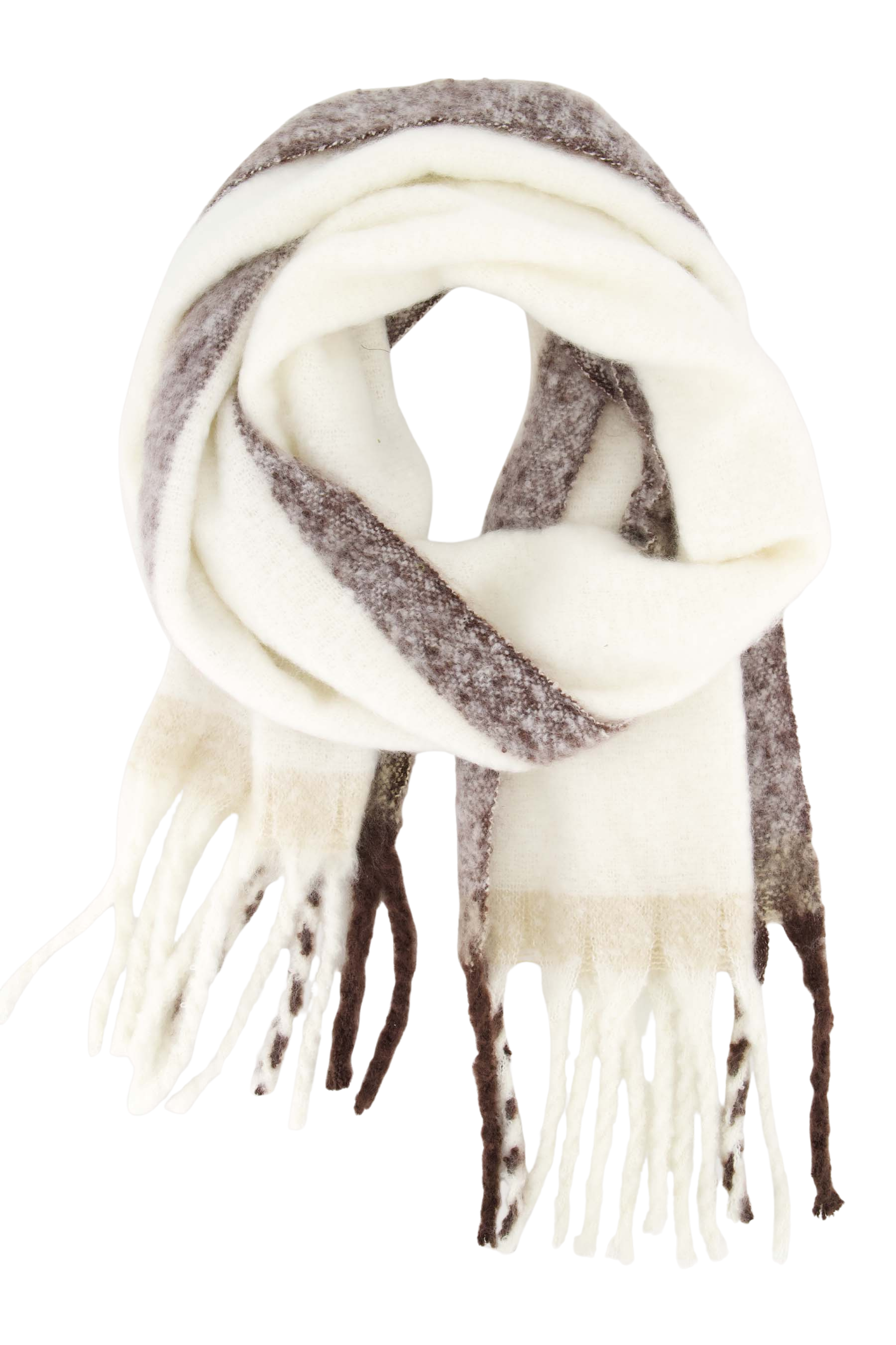 Zusss | Lange sjaal met contrast en franjes 40x185