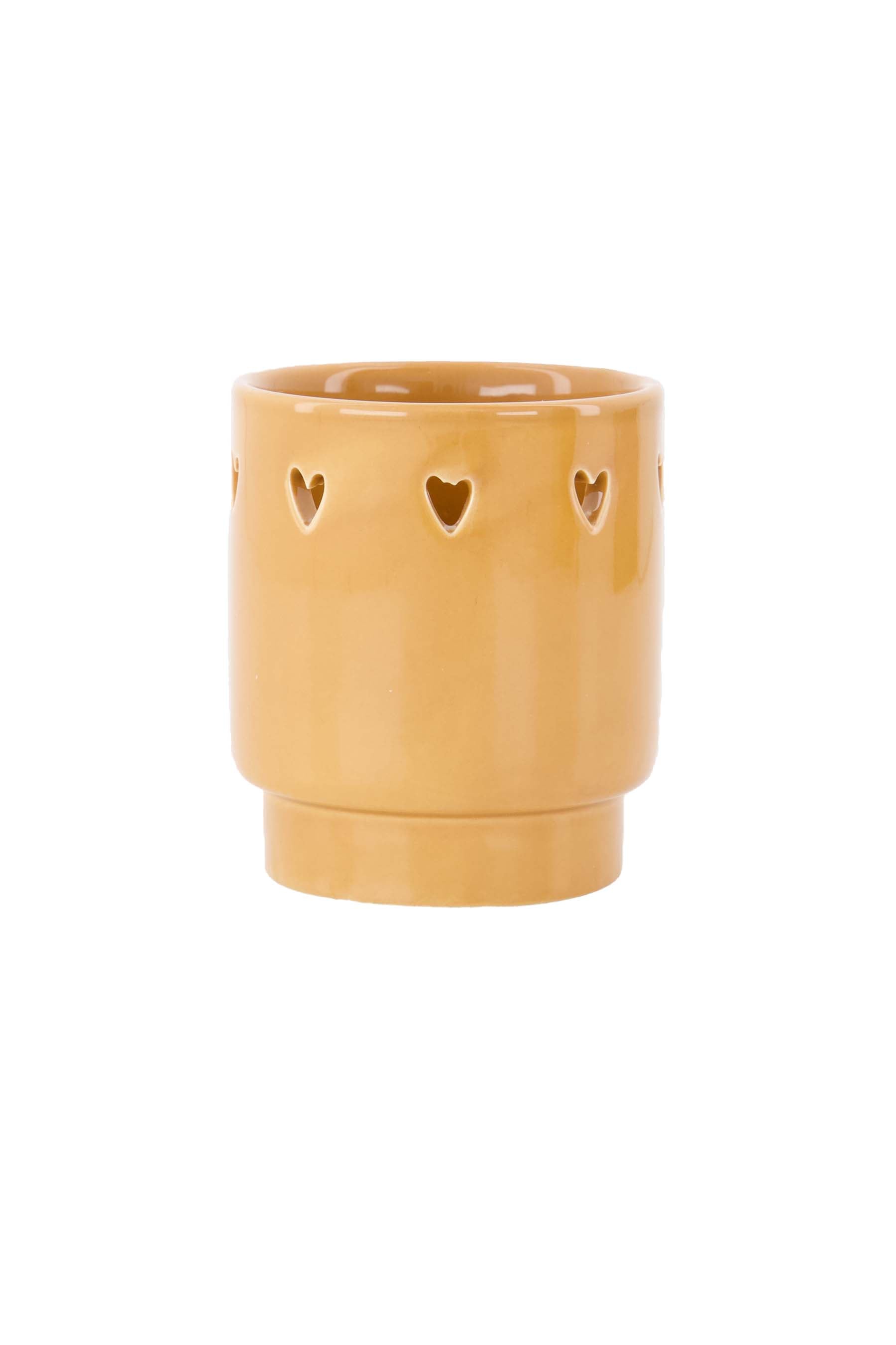Zusss | Tealight holder ceramic hearts camel