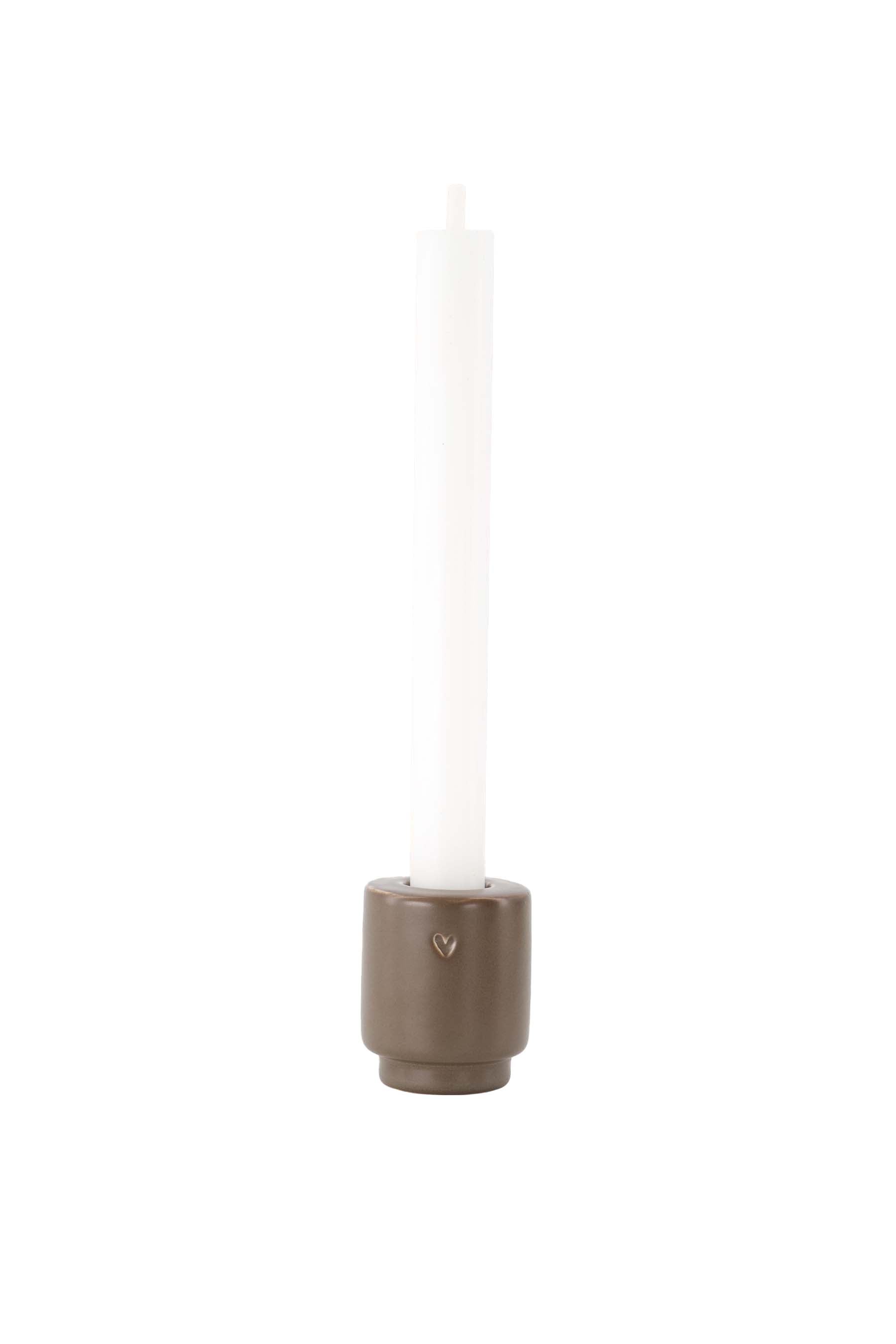 Zusss | Candle holder ceramic heart dark brown