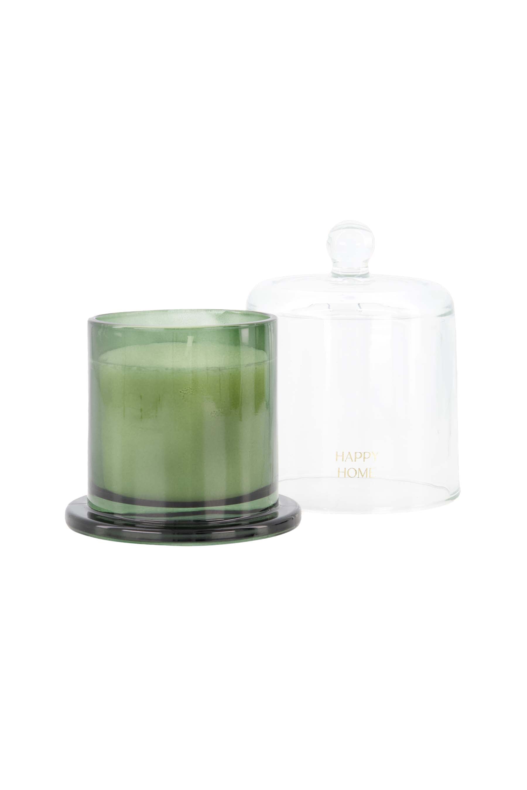 Zusss | Scented candle glass with dome happy home dark green