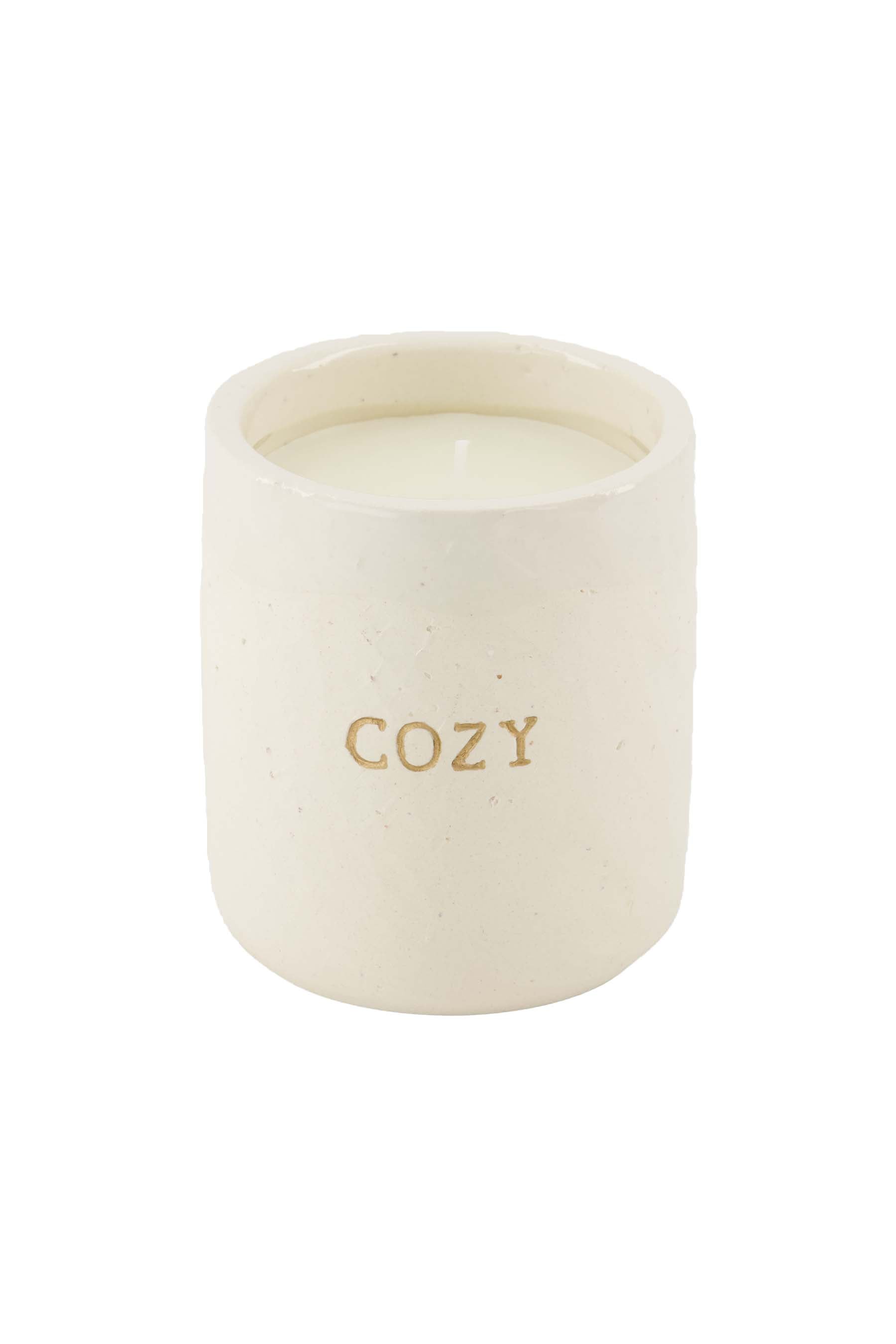 Zusss | Scented candle ceramic matte cozy white / gold