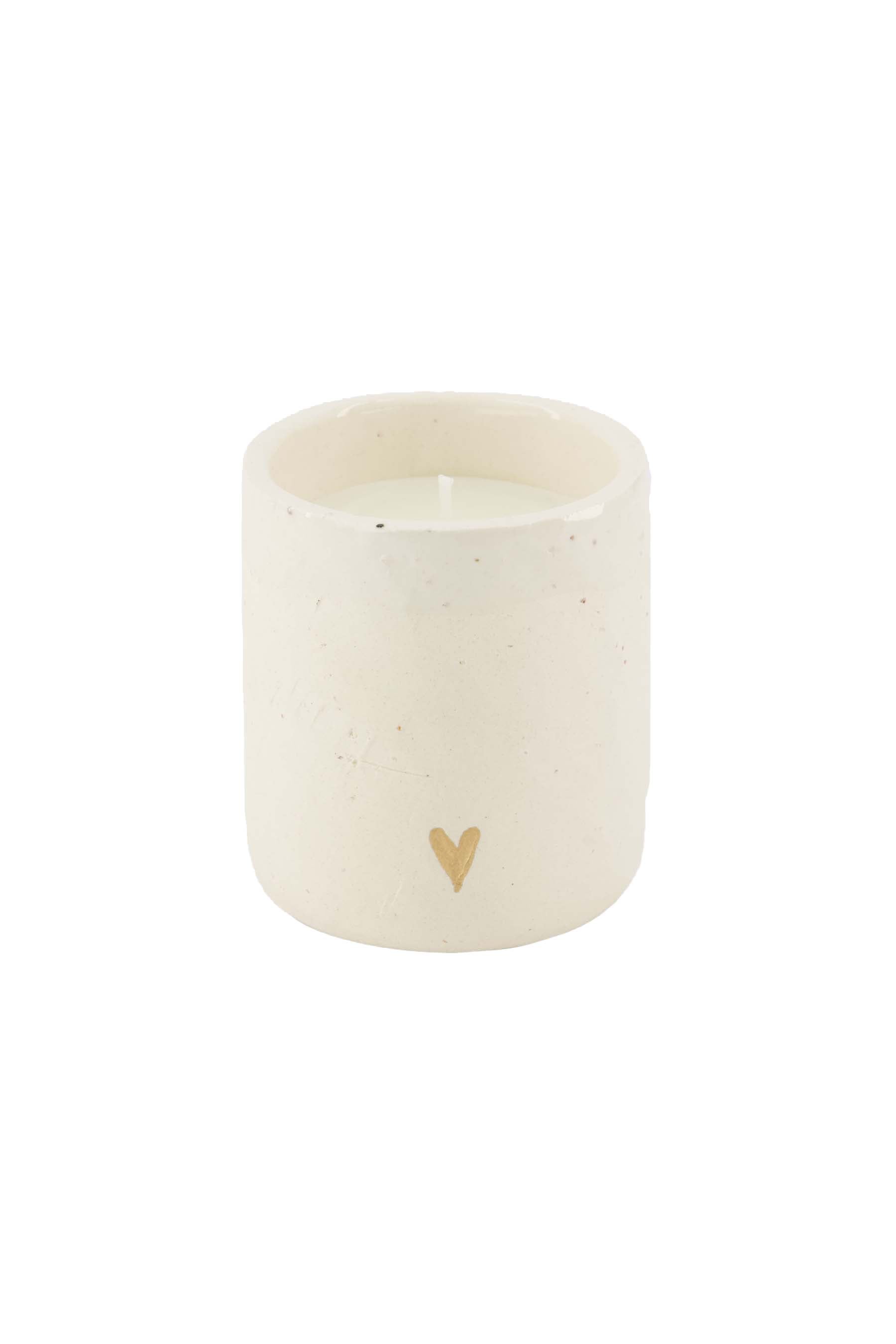 Zusss | Scented candle ceramic matte heart white / gold