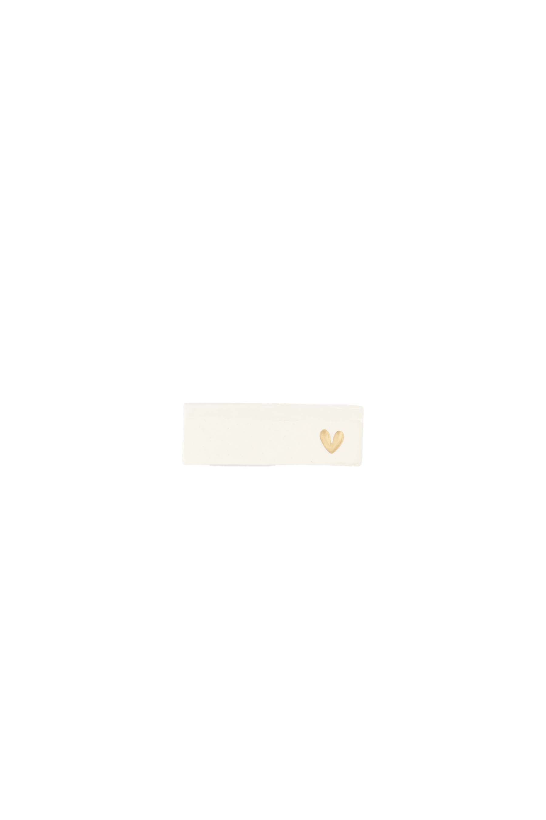 Zusss | Card stand ceramic matte heart white / gold