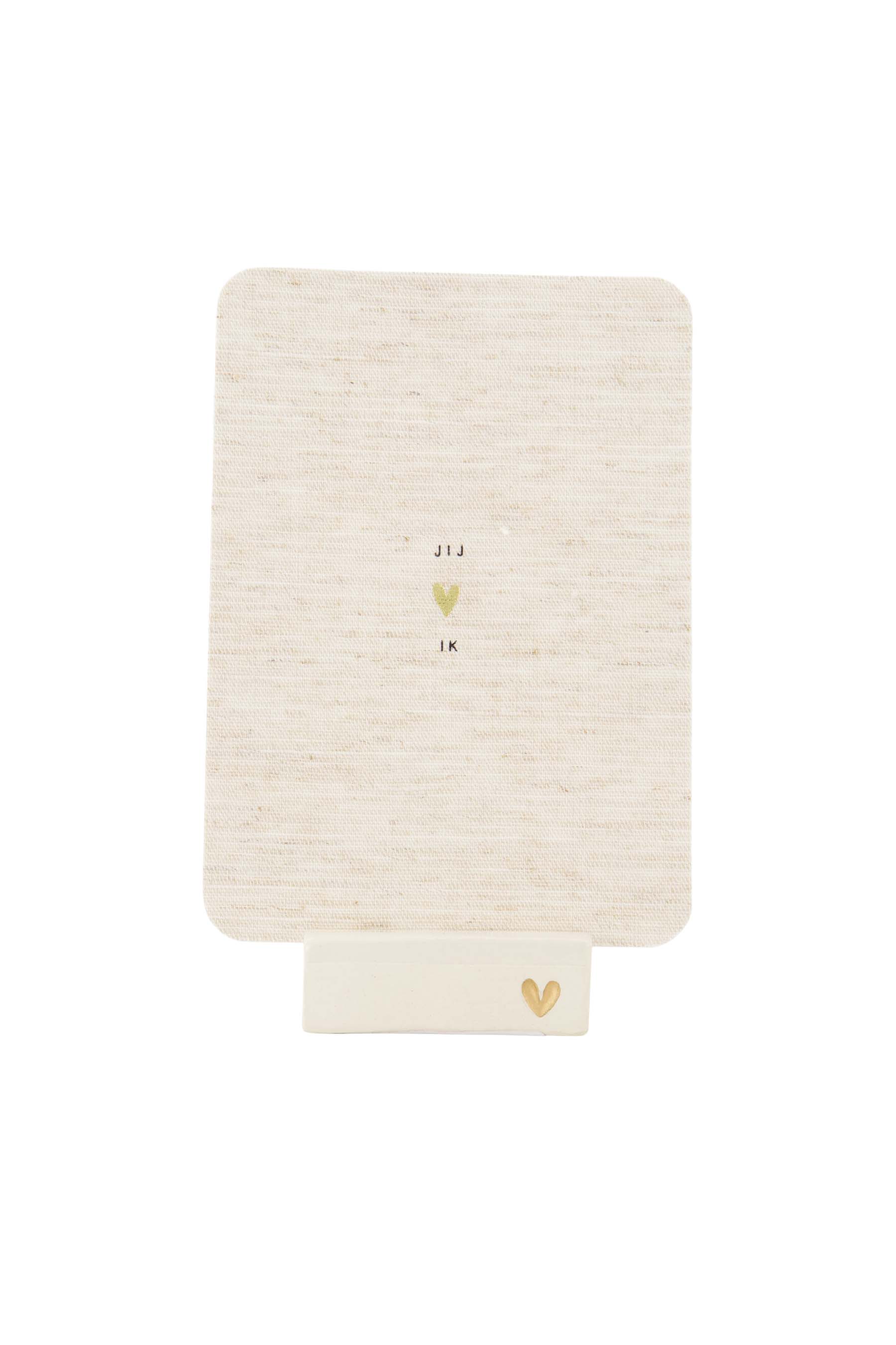 Zusss | Card stand ceramic matte heart white / gold