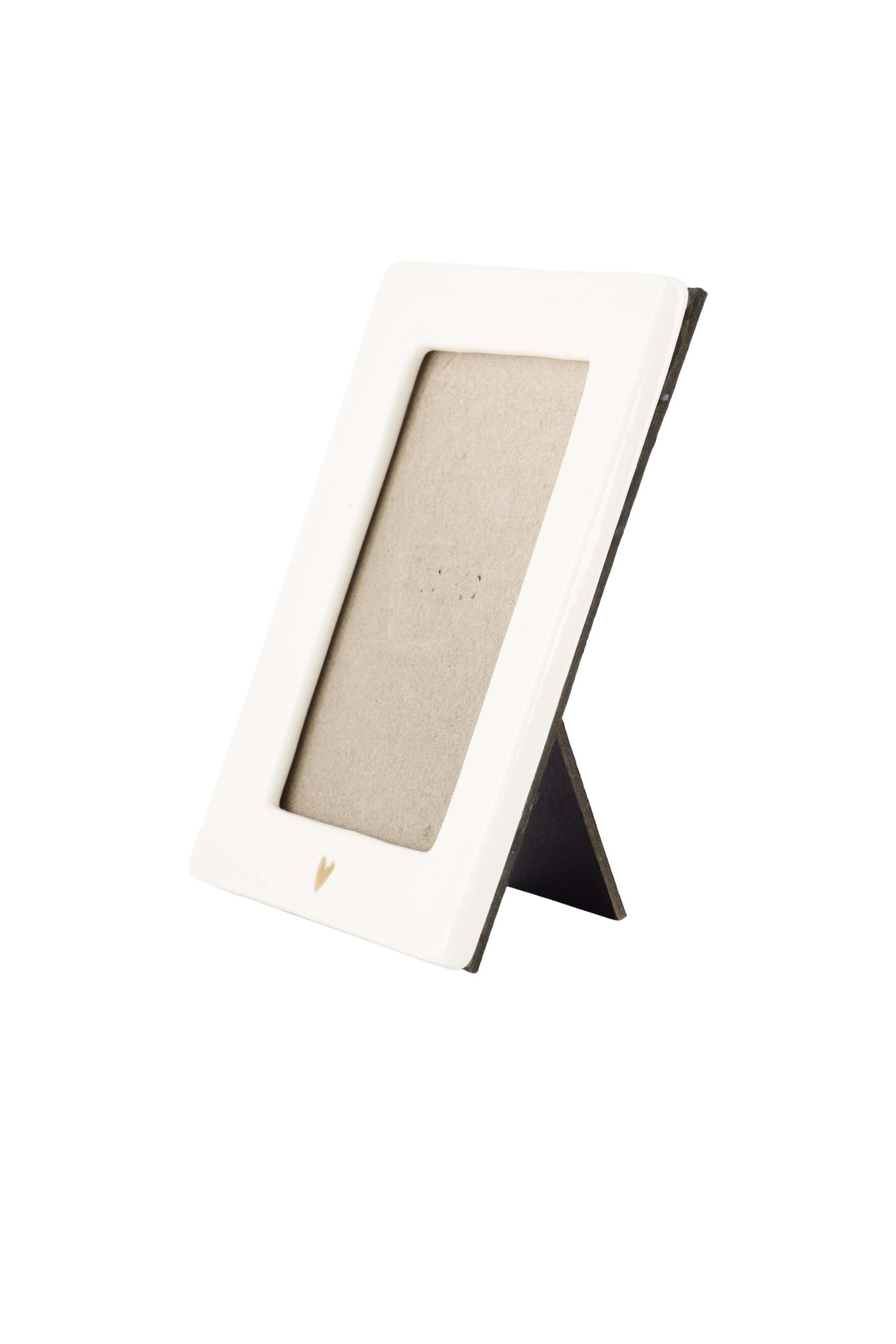 Zusss | Photo frame ceramic heart white / gold