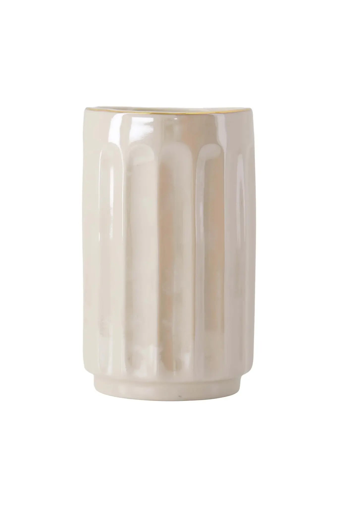 Zusss | Tafelvaasje keramiek ribbel parelmoer