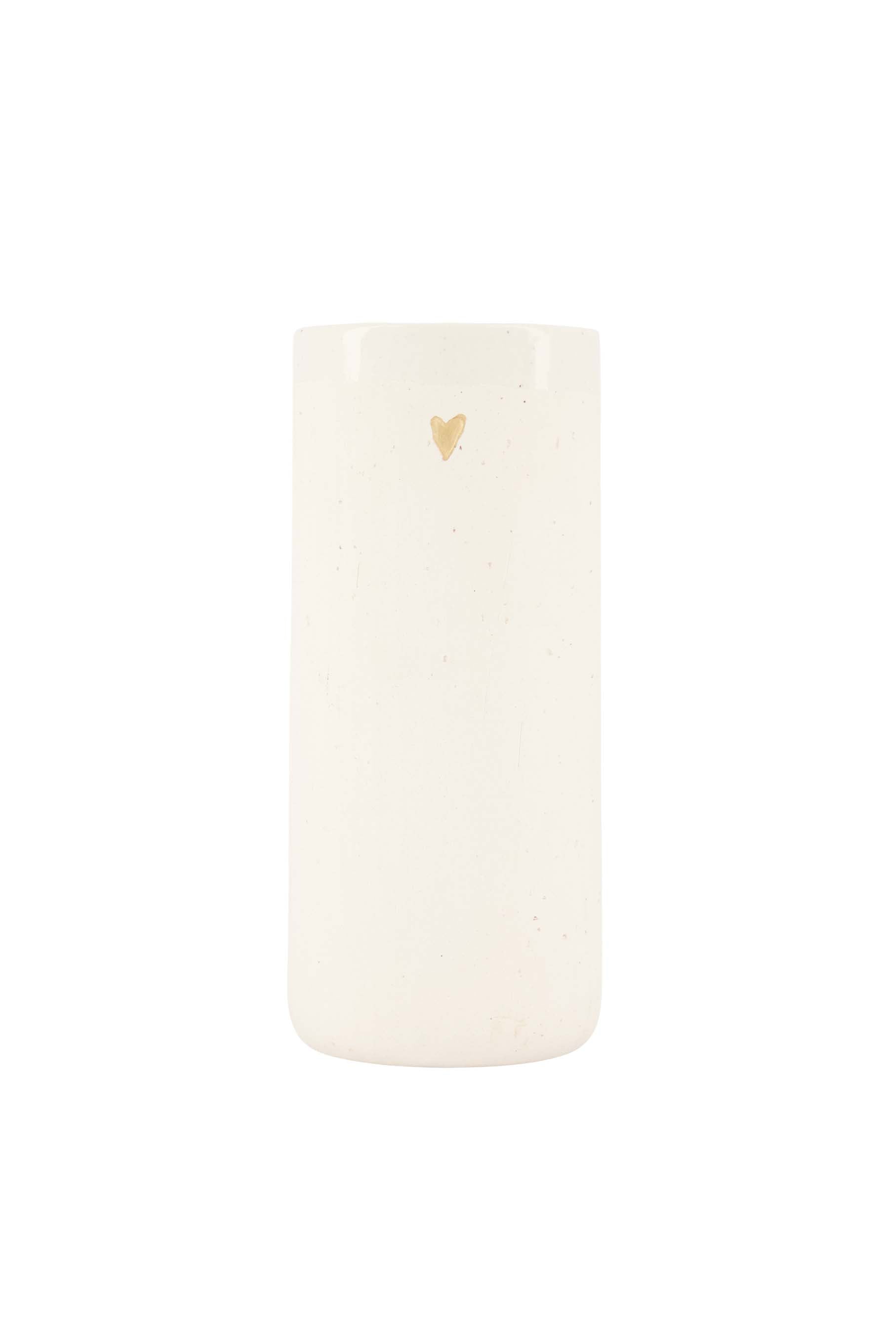 Zusss | Vase ceramic matt heart white / gold