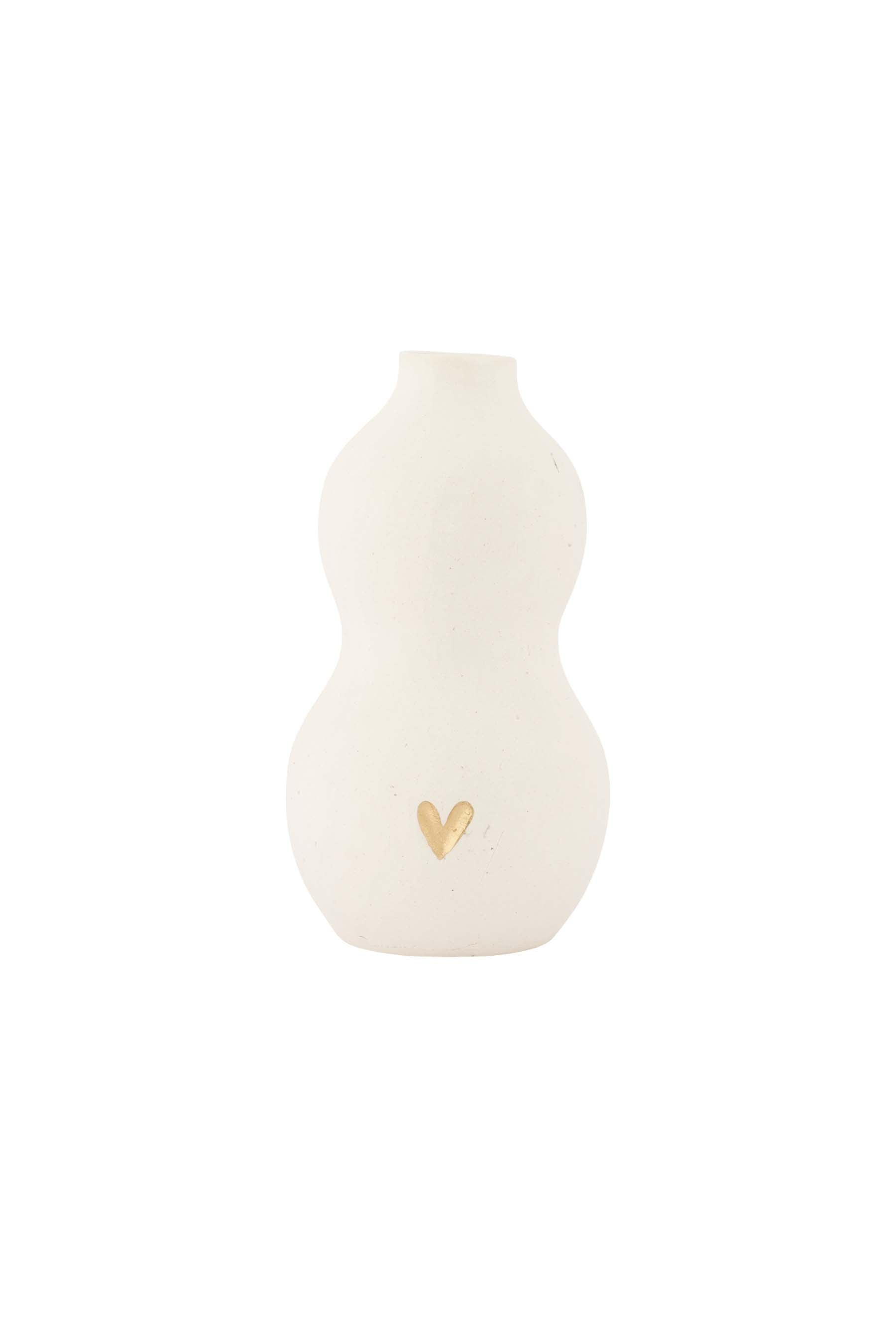 Zusss | Small vase ceramic heart white / gold