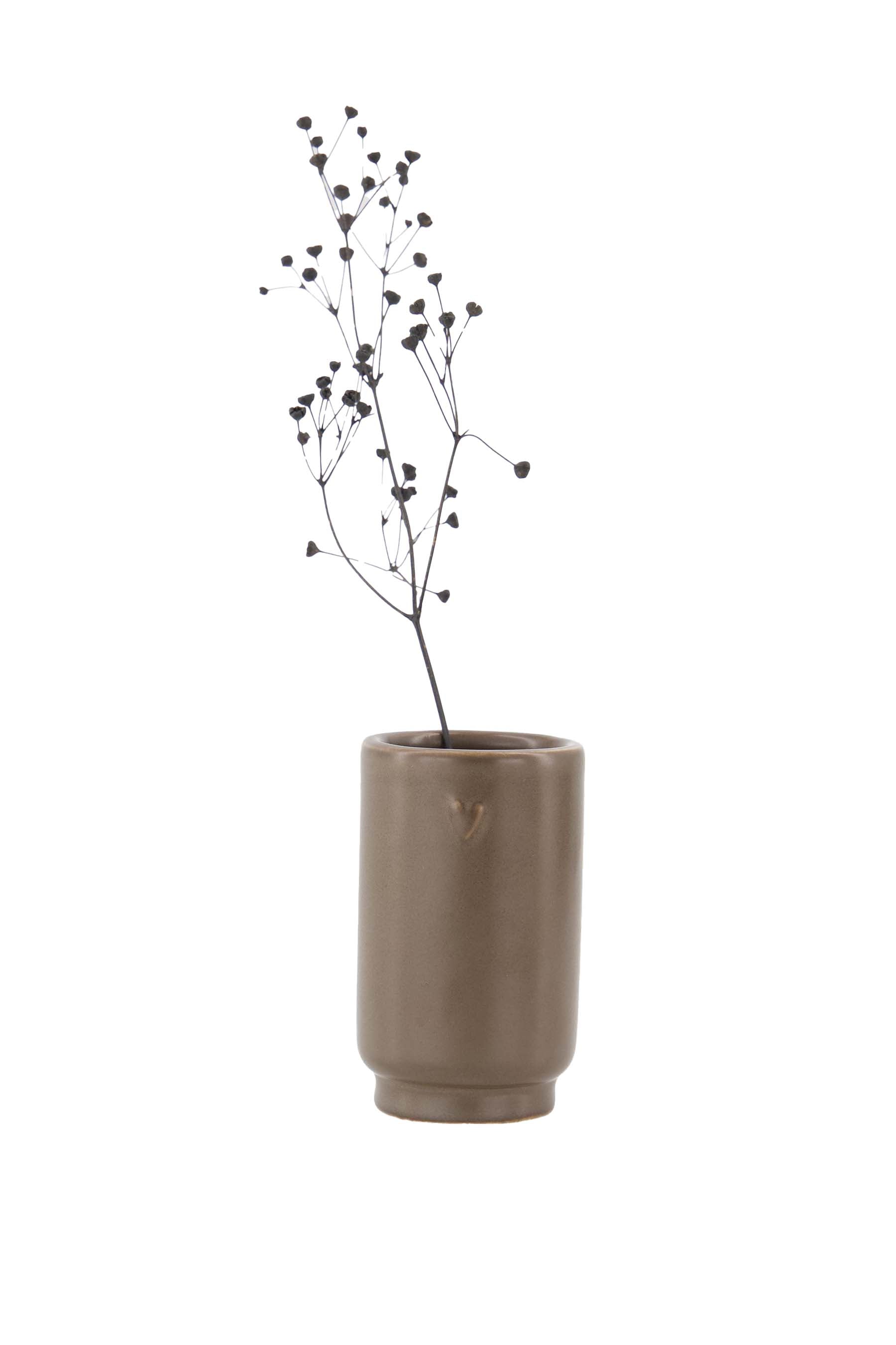 Zusss | Small vase ceramic heart dark brown