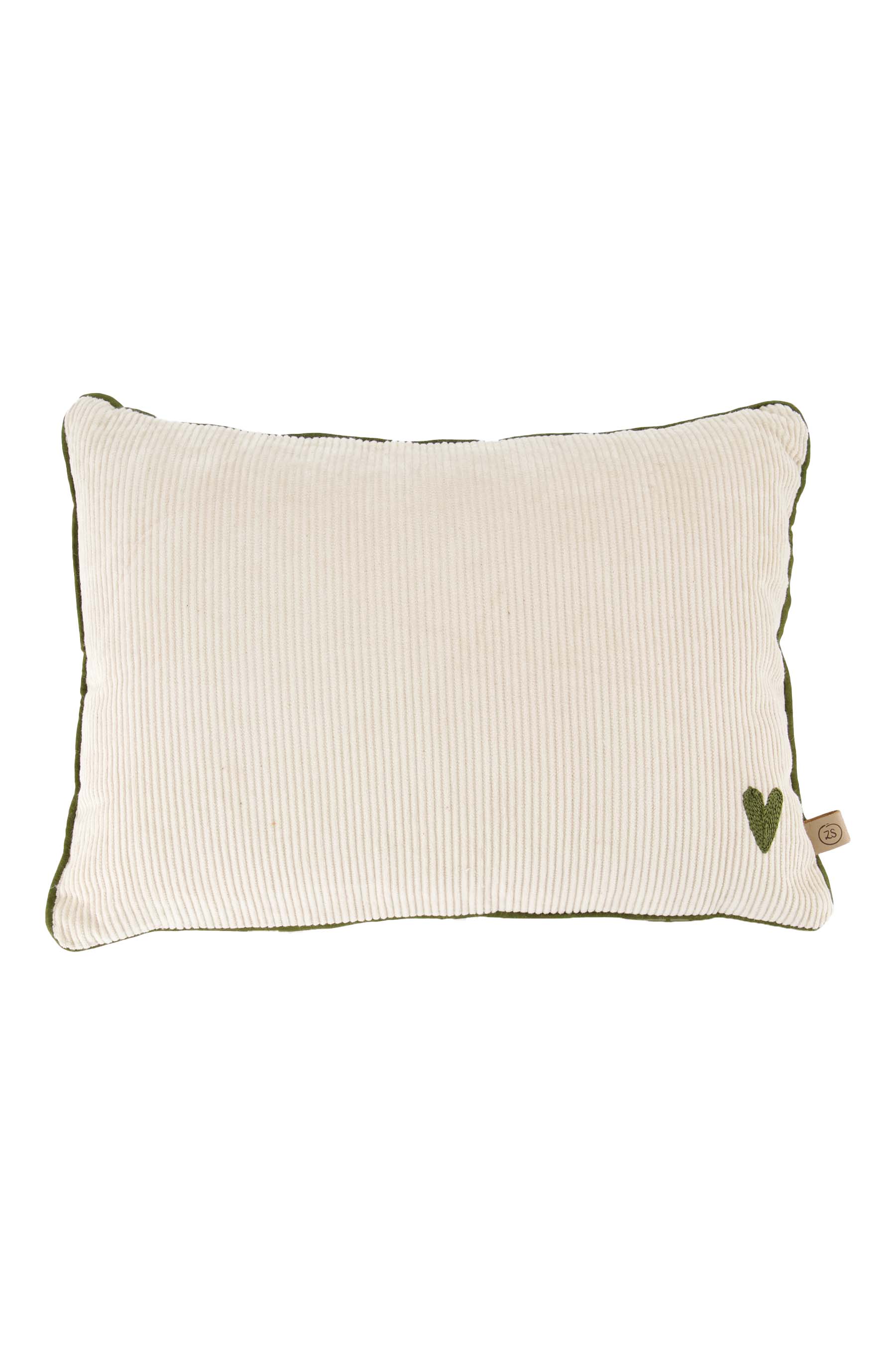 Zusss | Cushion hearts print 35x25cm off white / green