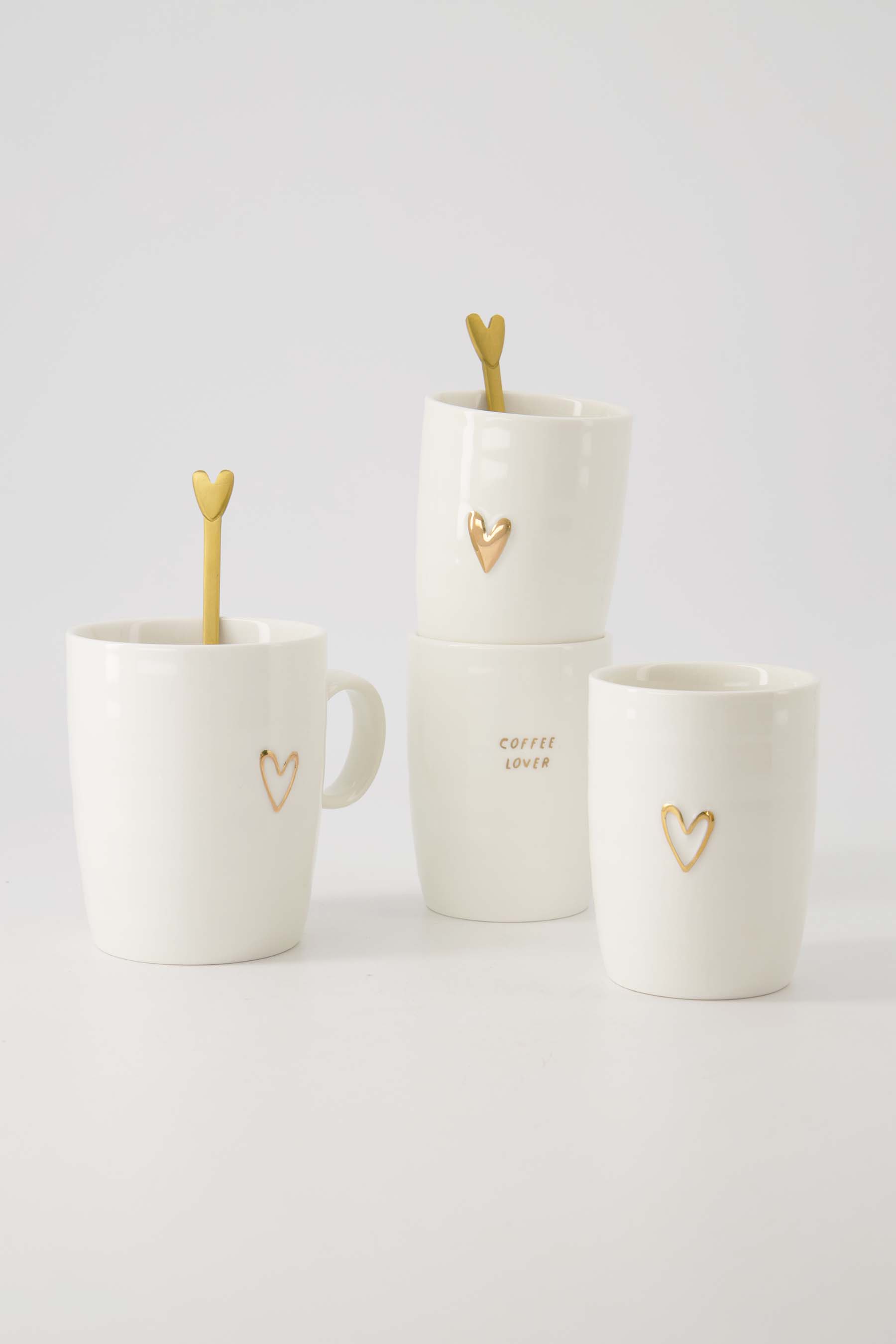 Zusss | Coffee mug line heart white / gold white / gold