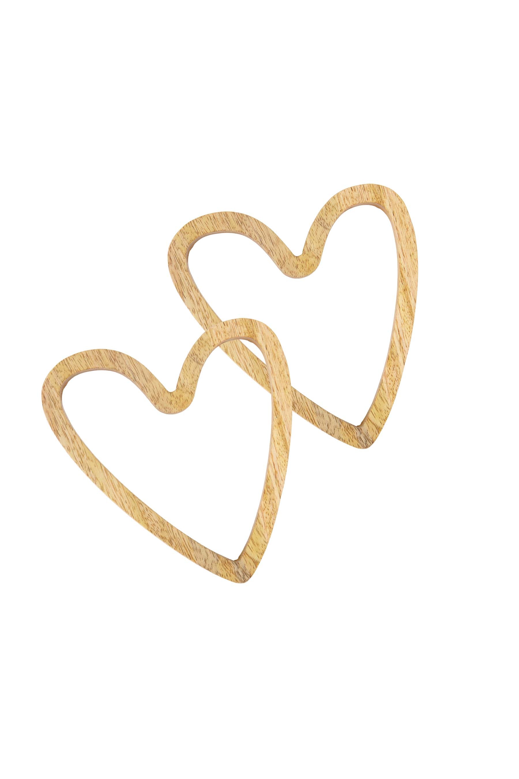 Zusss | Set of 2 trivets wood heart shape naturel