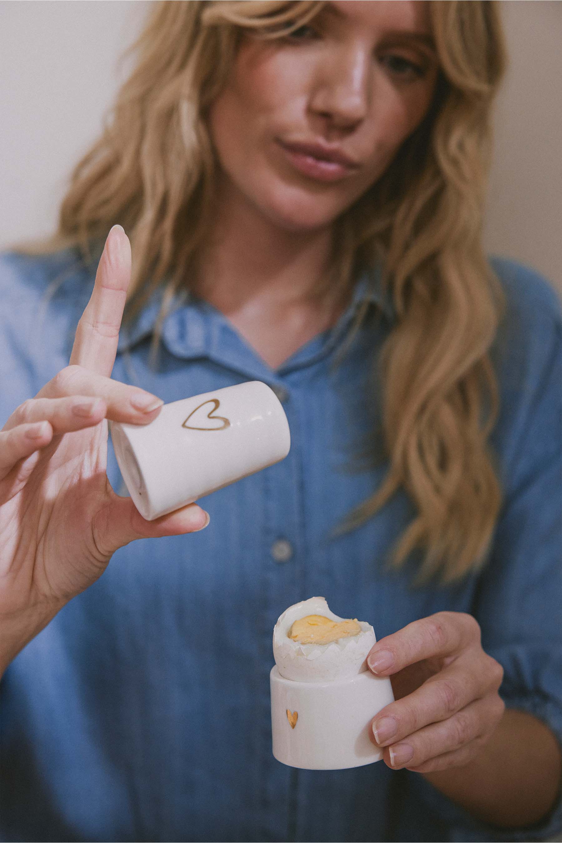 Zusss | Peper en zout stel keramiek hartje white / gold