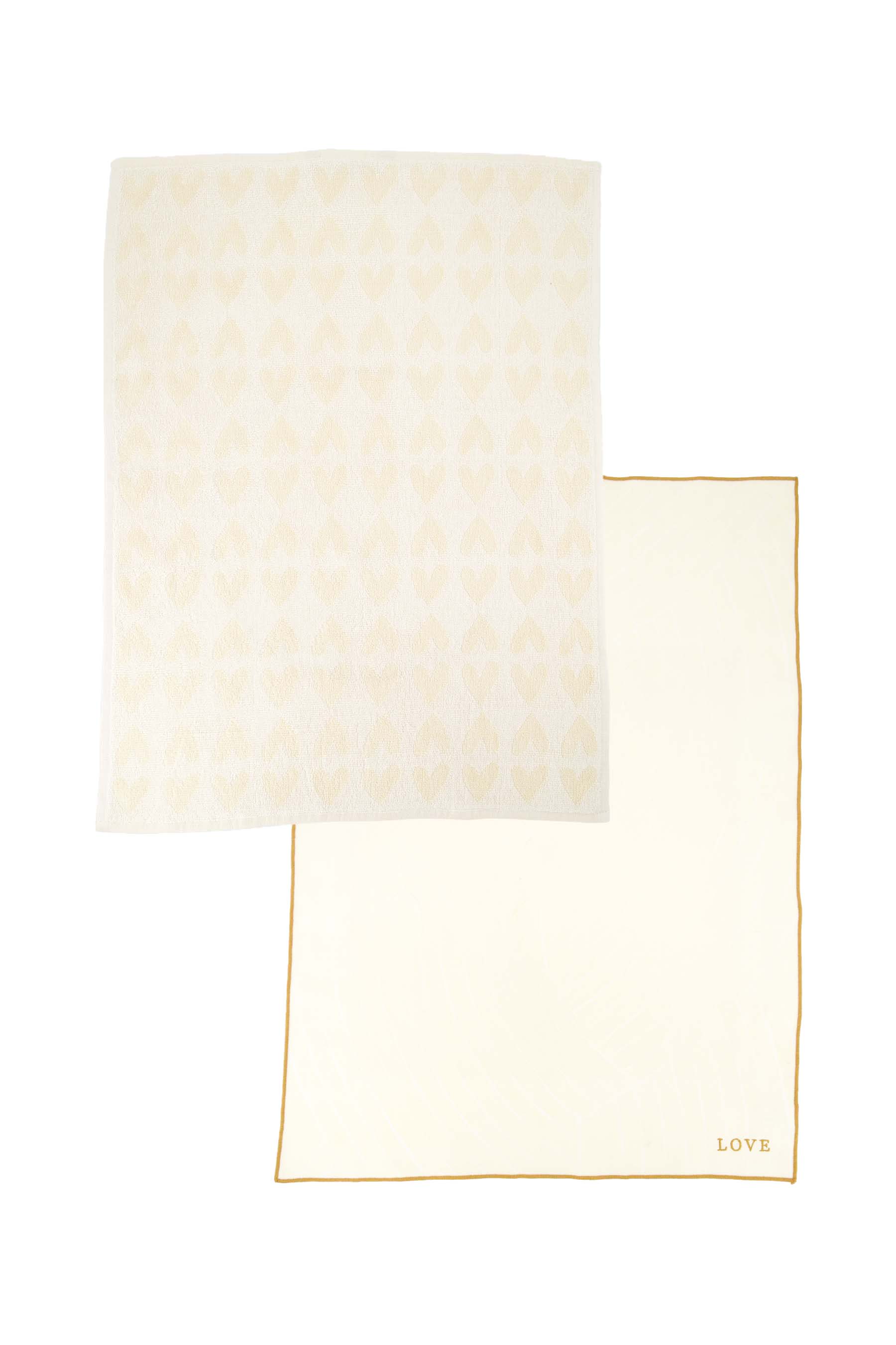 Zusss | Kitchen set woven pattern love white / gold