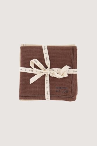 Zusss | Set of 4 dish cloths happiness sand / dark brown