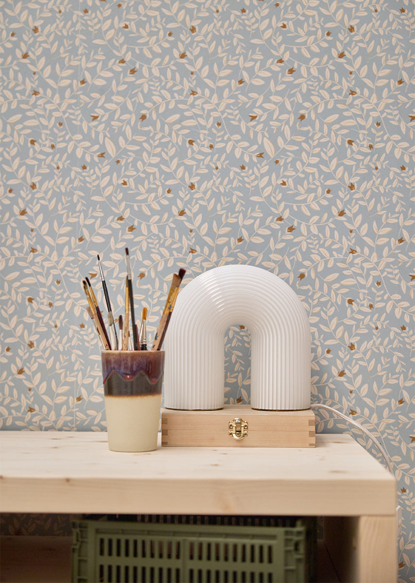 Bibelotte | Behang Flora ijsblauw