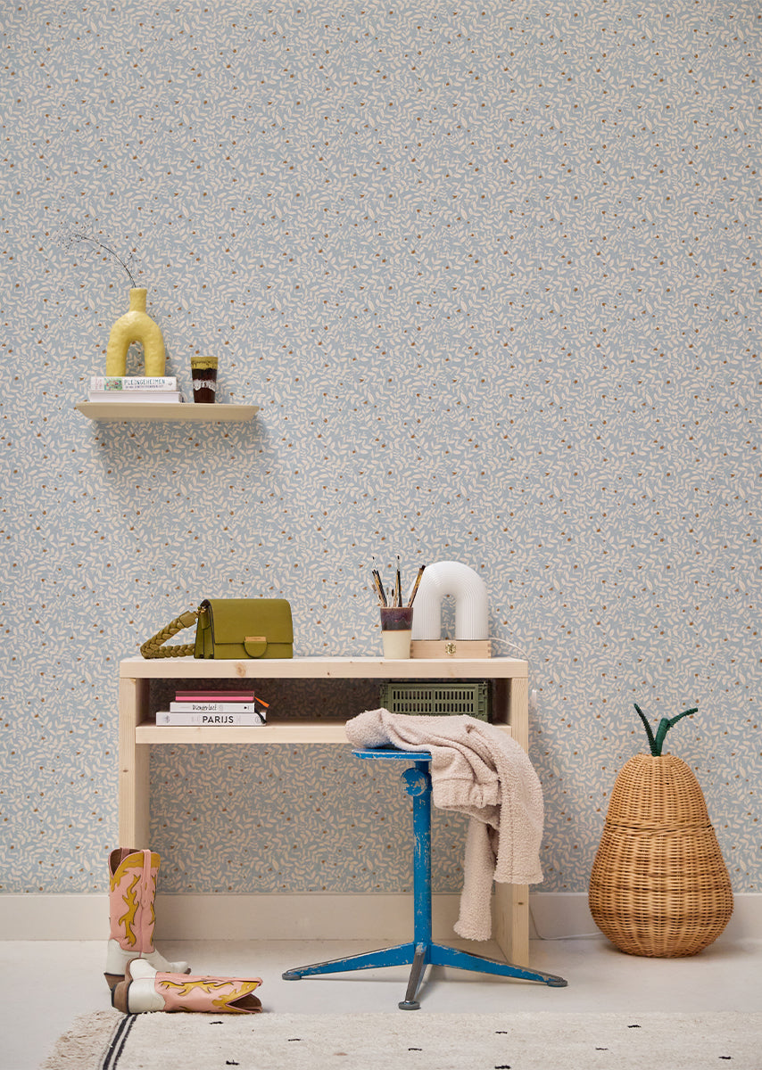 Bibelotte | Behang Flora ijsblauw