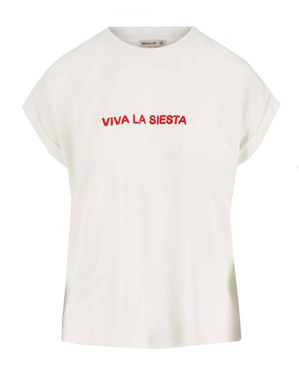 Zusss | T-shirt met opgerolde mouw viva la siesta