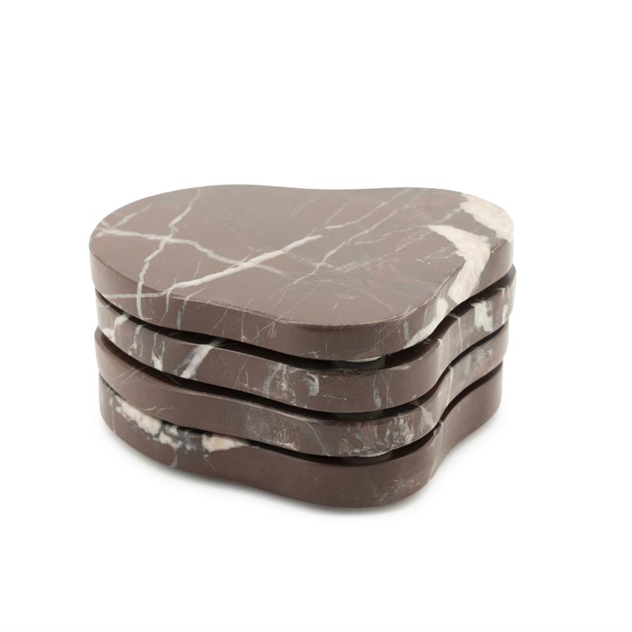 By Boo | Onderzetters marmer Rosso Set van 4