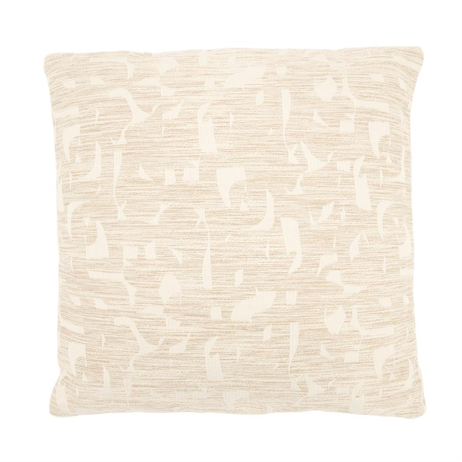 Vierkant By Boo Dara beige sierkussen met subtiel licht grafisch dessin