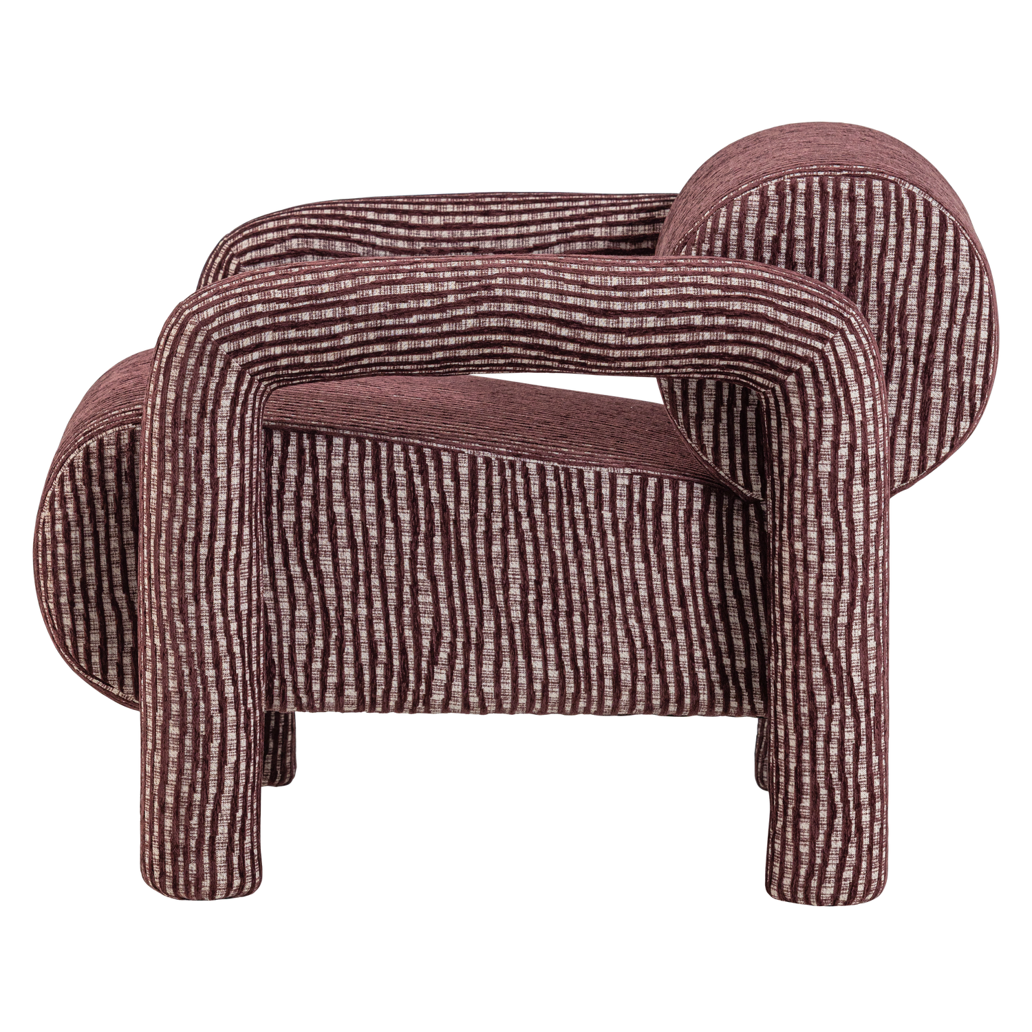 Woood | Fauteuil Lenny met dessin bordeauxrood
