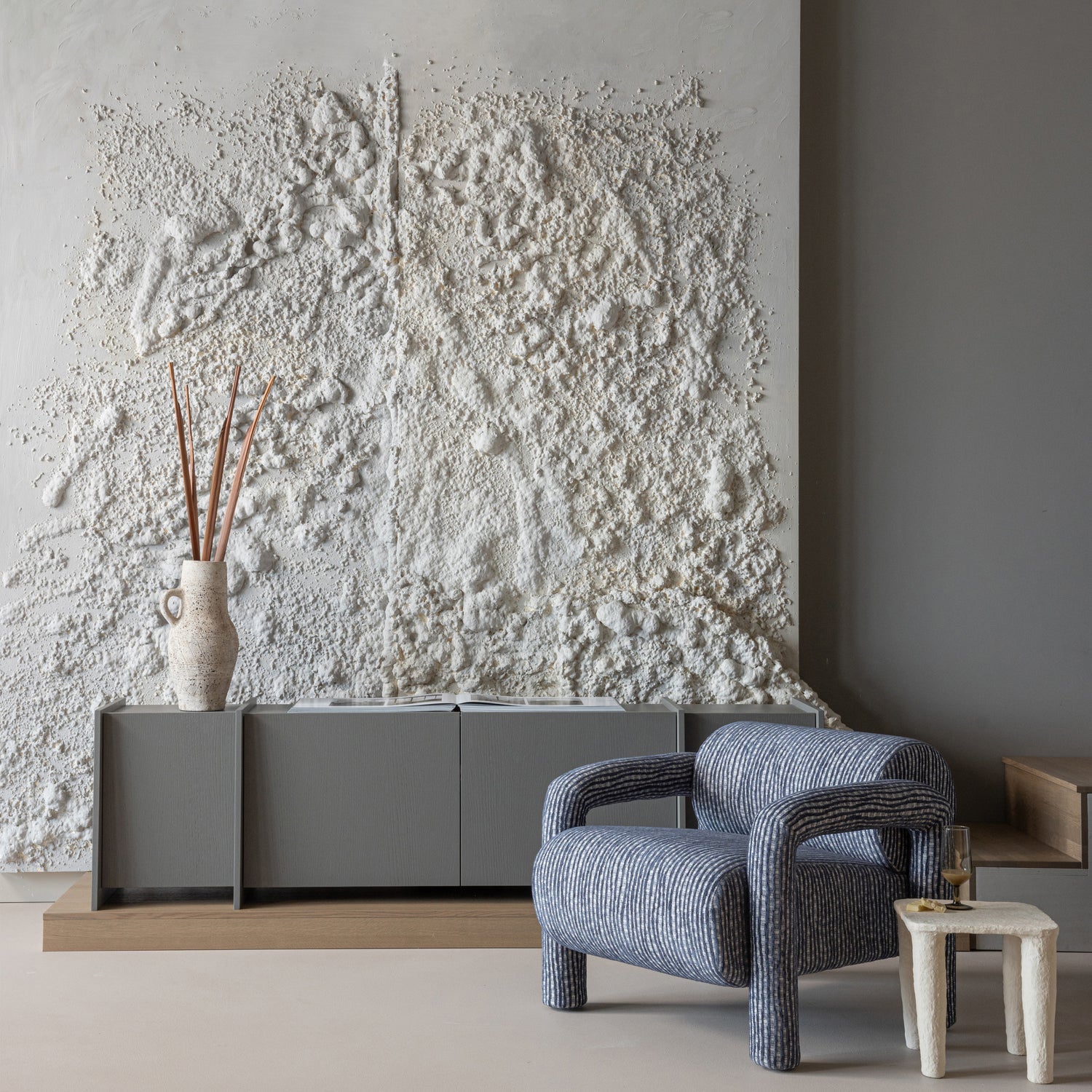Woood | Lenny Fauteuil met dessin grijsblauw