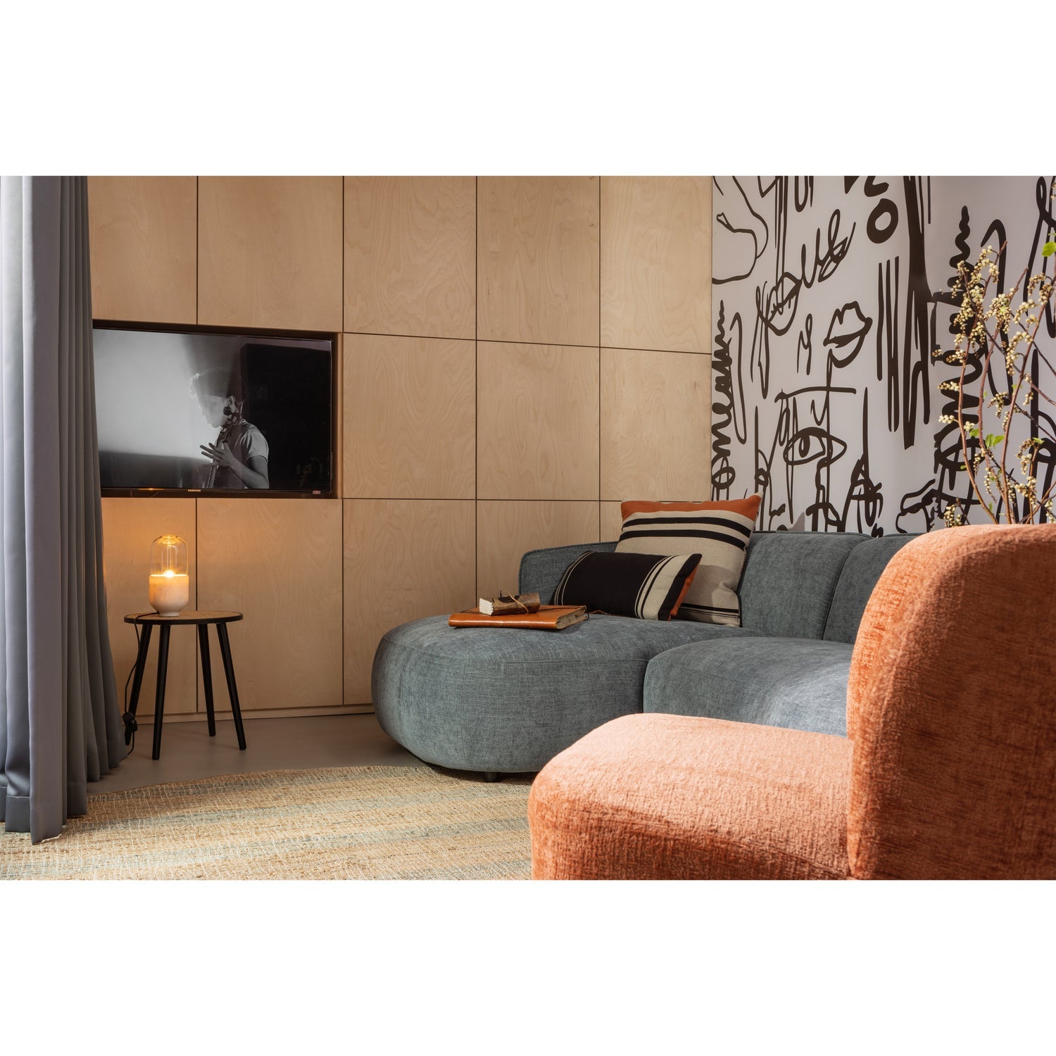 Woood | Draaifauteuil Atty velvet oranje