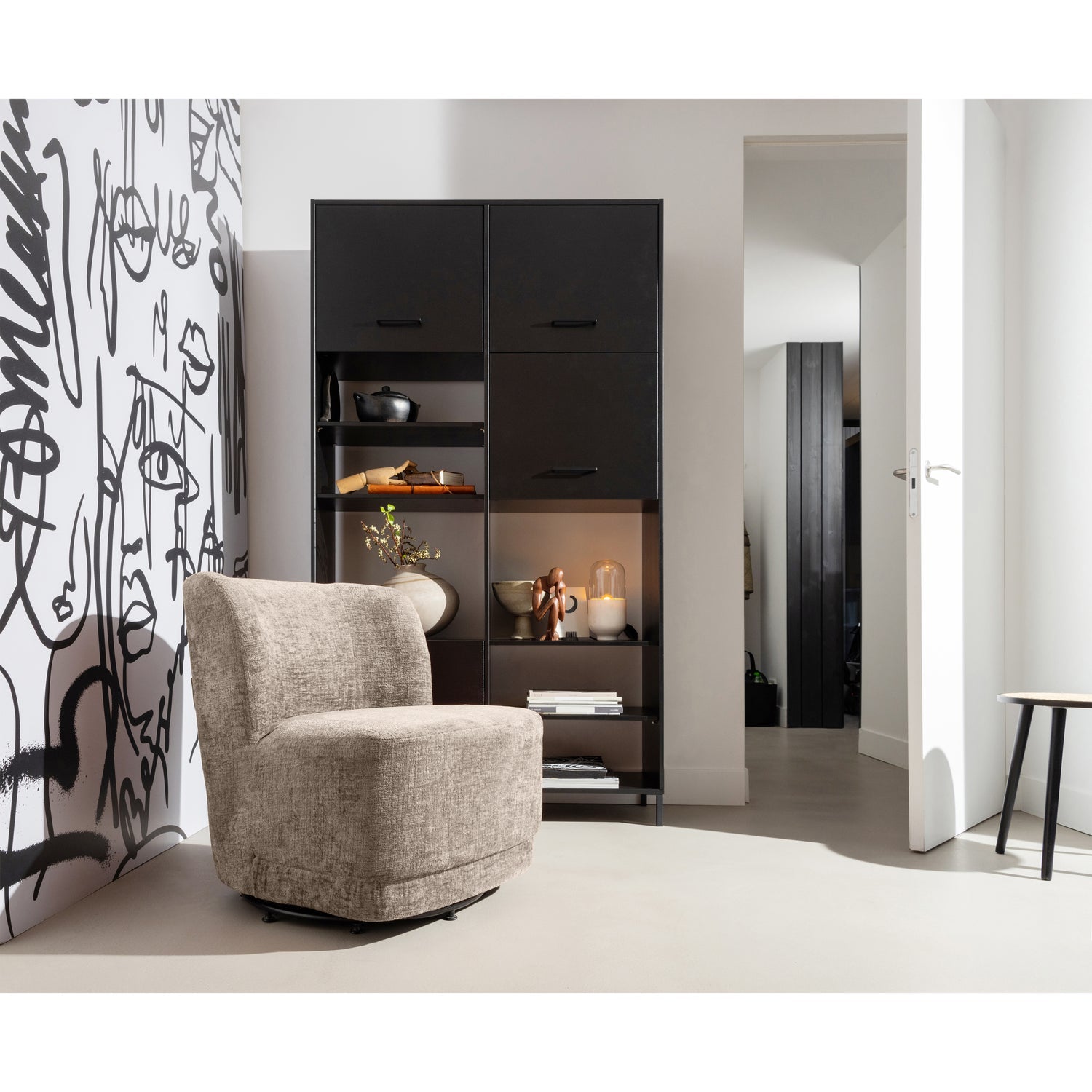 Woood | Draaifauteuil Atty velvet zand