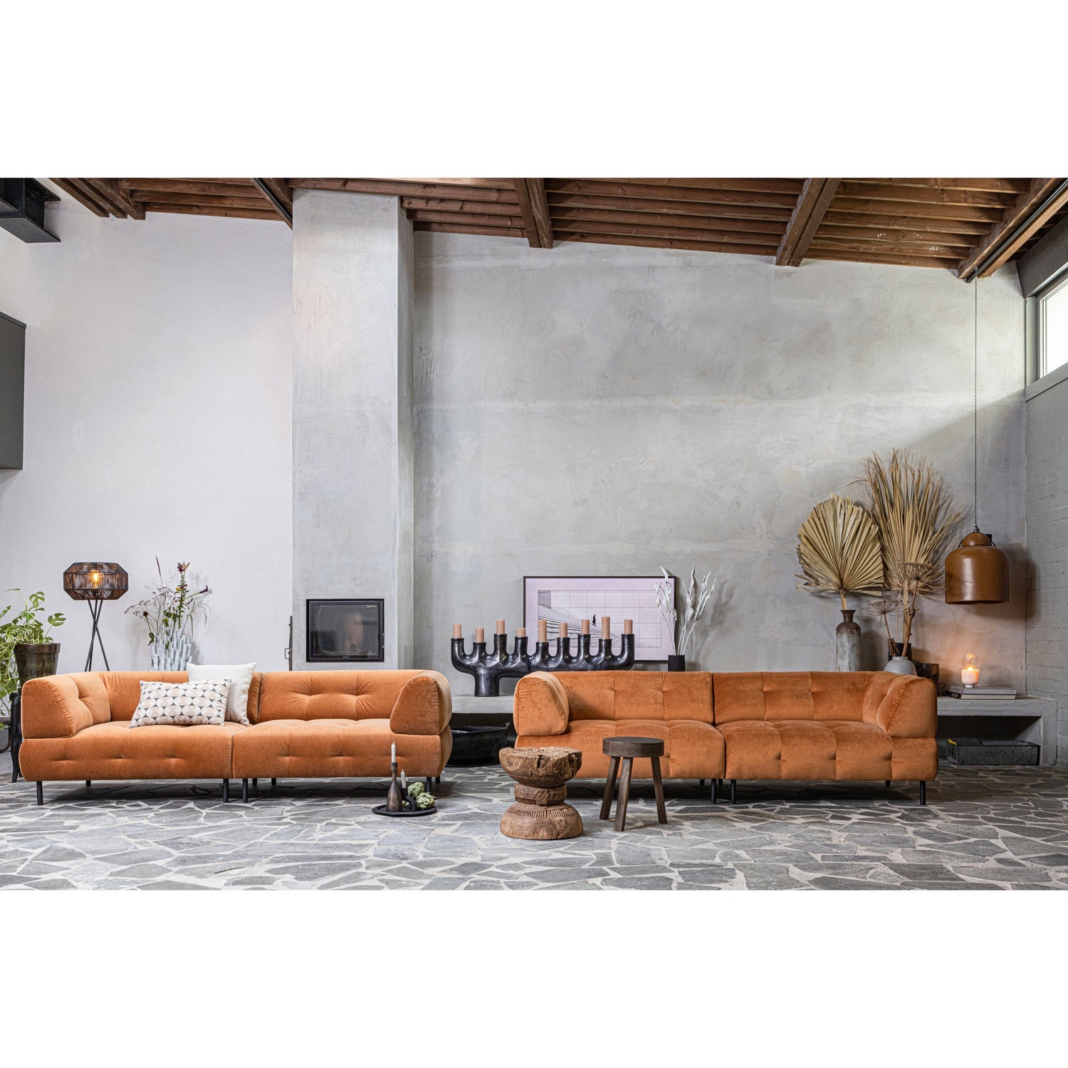 Woood | 4-Zits bank Lloyd velvet kaneel
