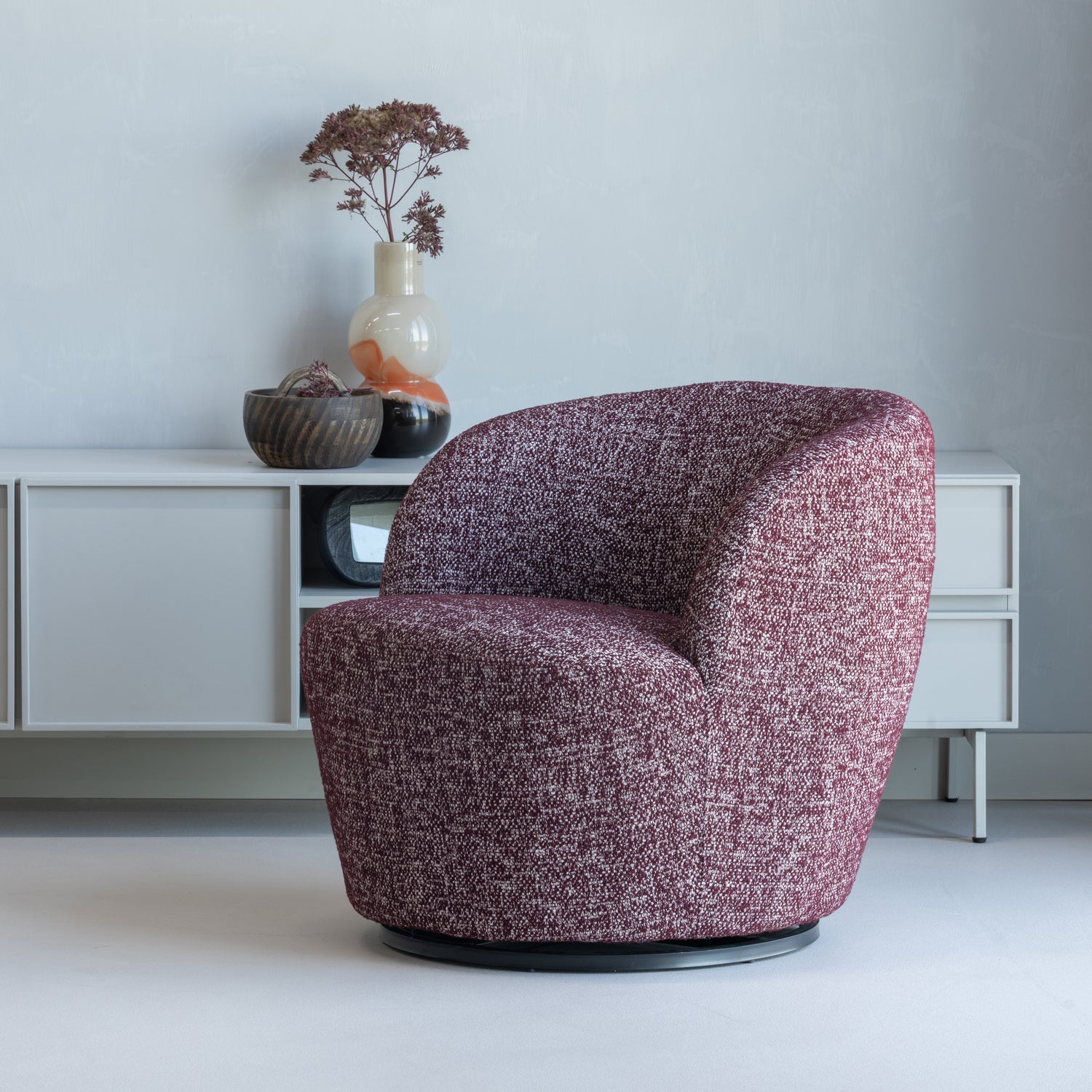 Woood | Draaifauteuil Serra bordeauxrood melange