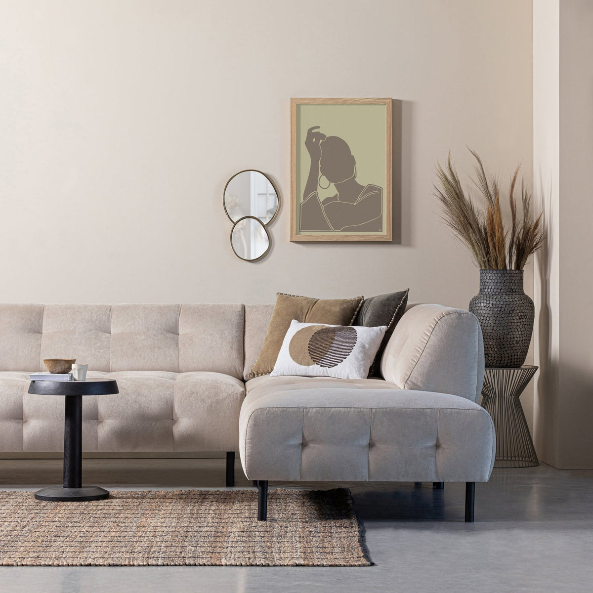 Woood | Hoekbank Lloyd rechts velvet zeezout