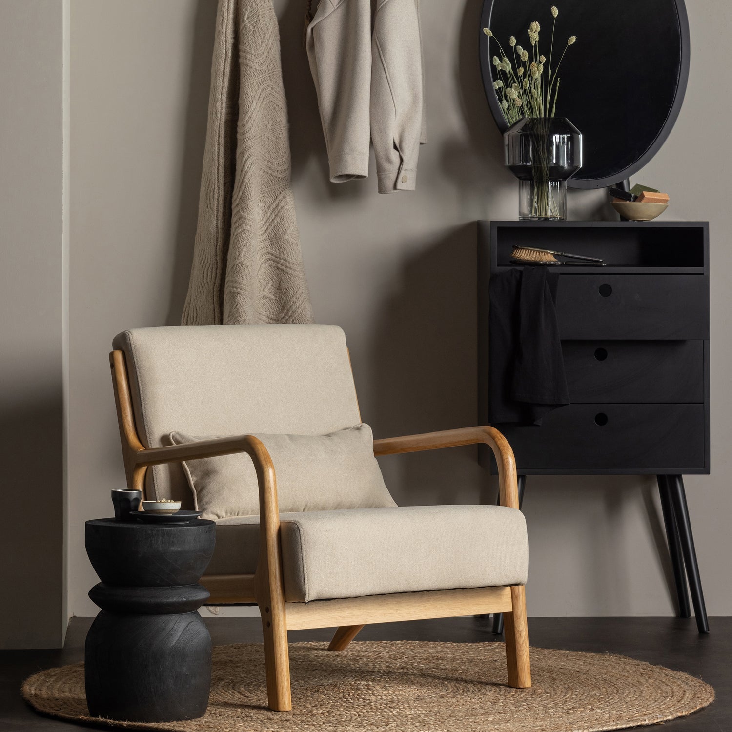 Woood | Fauteuil Mark geweven stof naturel