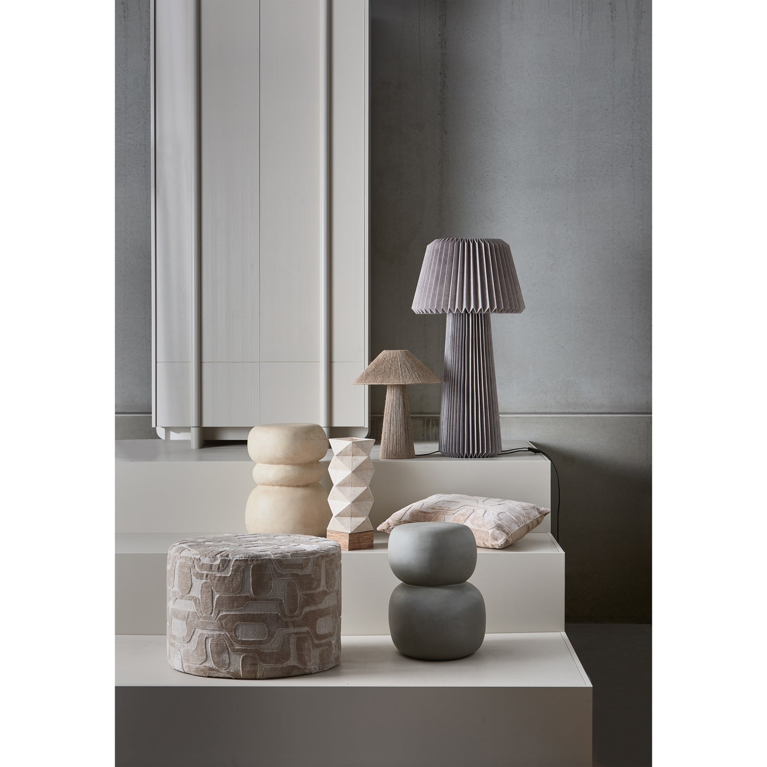 Woood | Poef Yago viscose dessin naturel