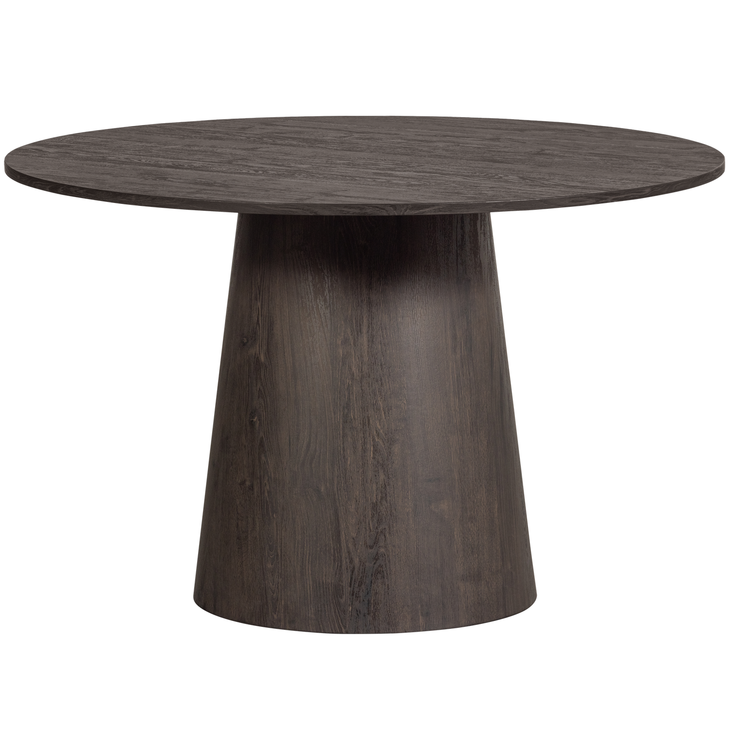 Woood | Ronde eettafel Maan 120cm donkerbruin hout
