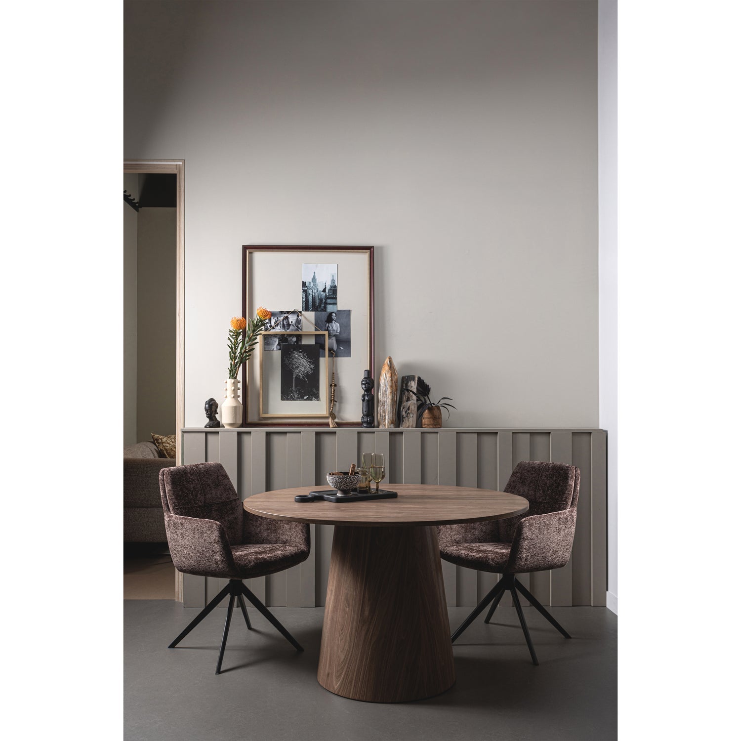 Woood | Ronde eettafel Maan 120cm walnoot