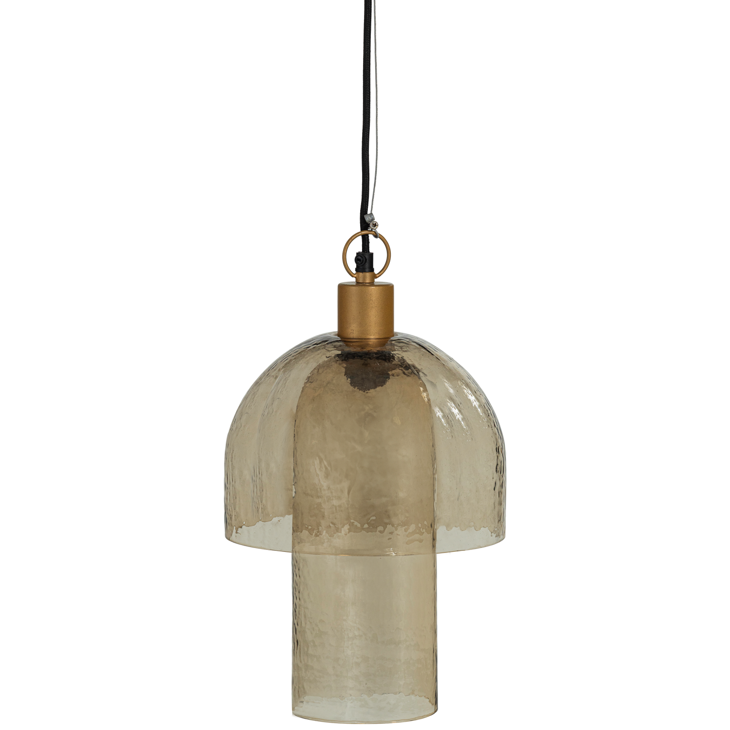 Woood | Hanglamp Gigi dubbele kap gehamerd glas naturel