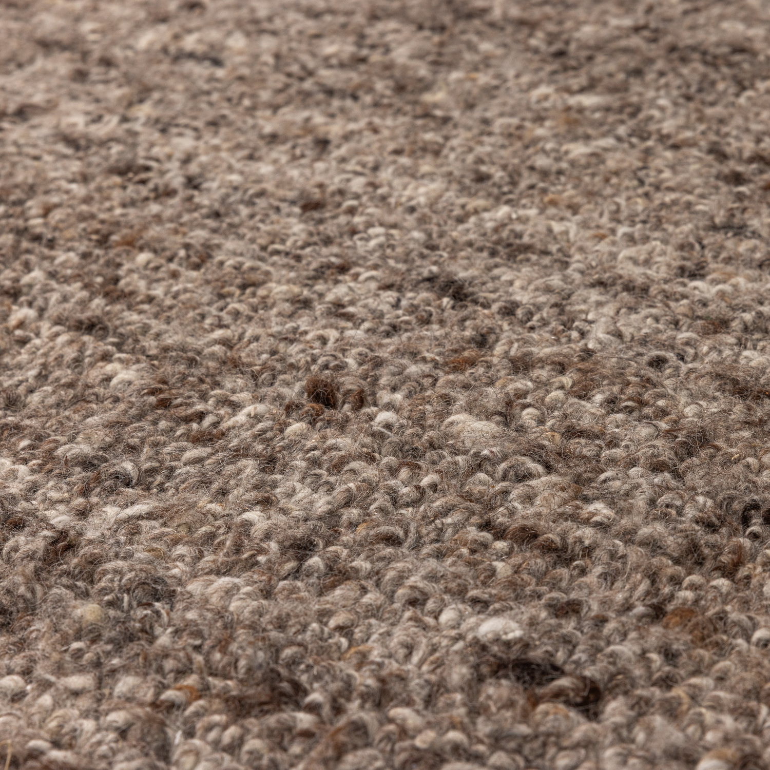 Woood | Vloerkleed rond Efia wol bruin melange