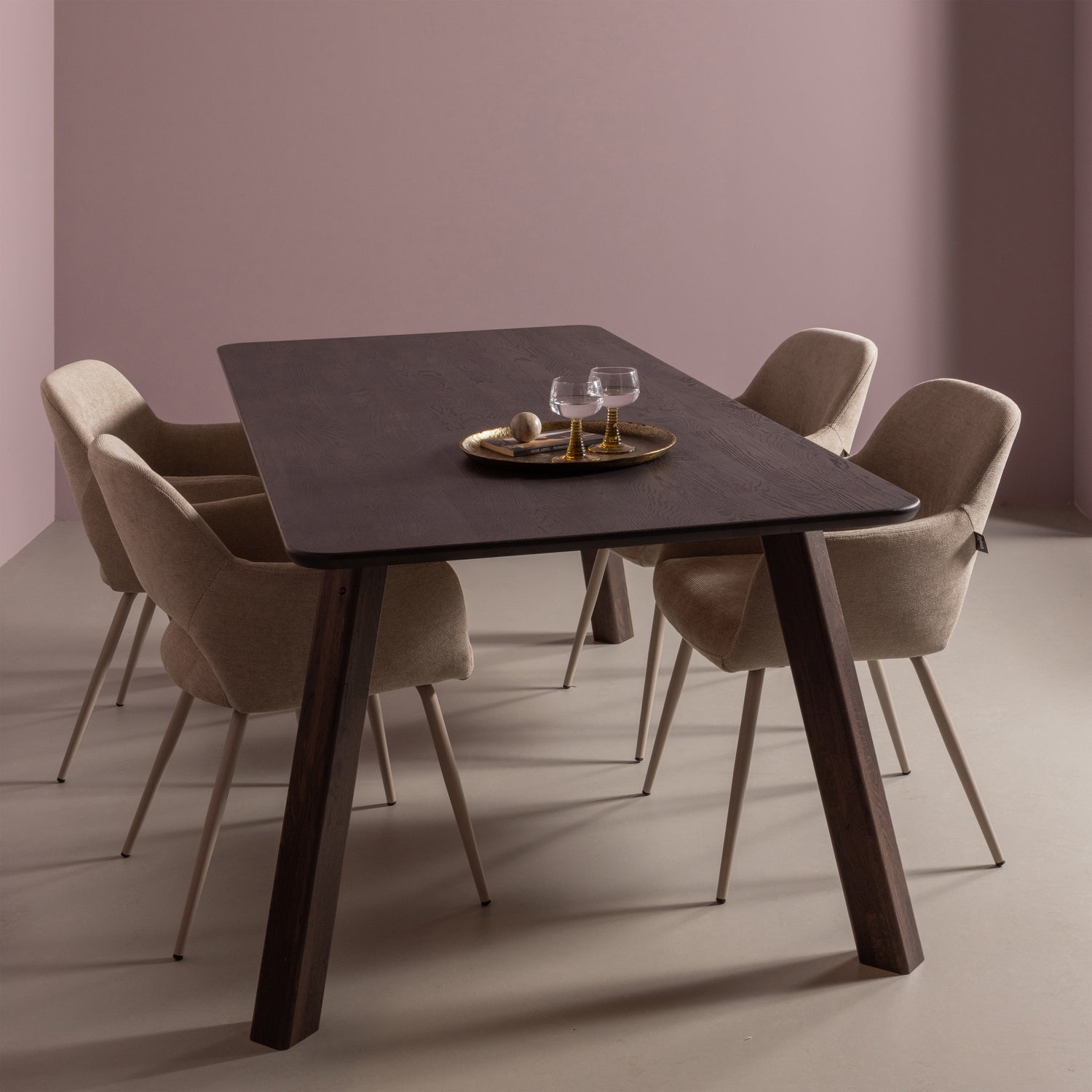 Woood | 4-Standen poot Haarlem eiken mystic brown set van 2