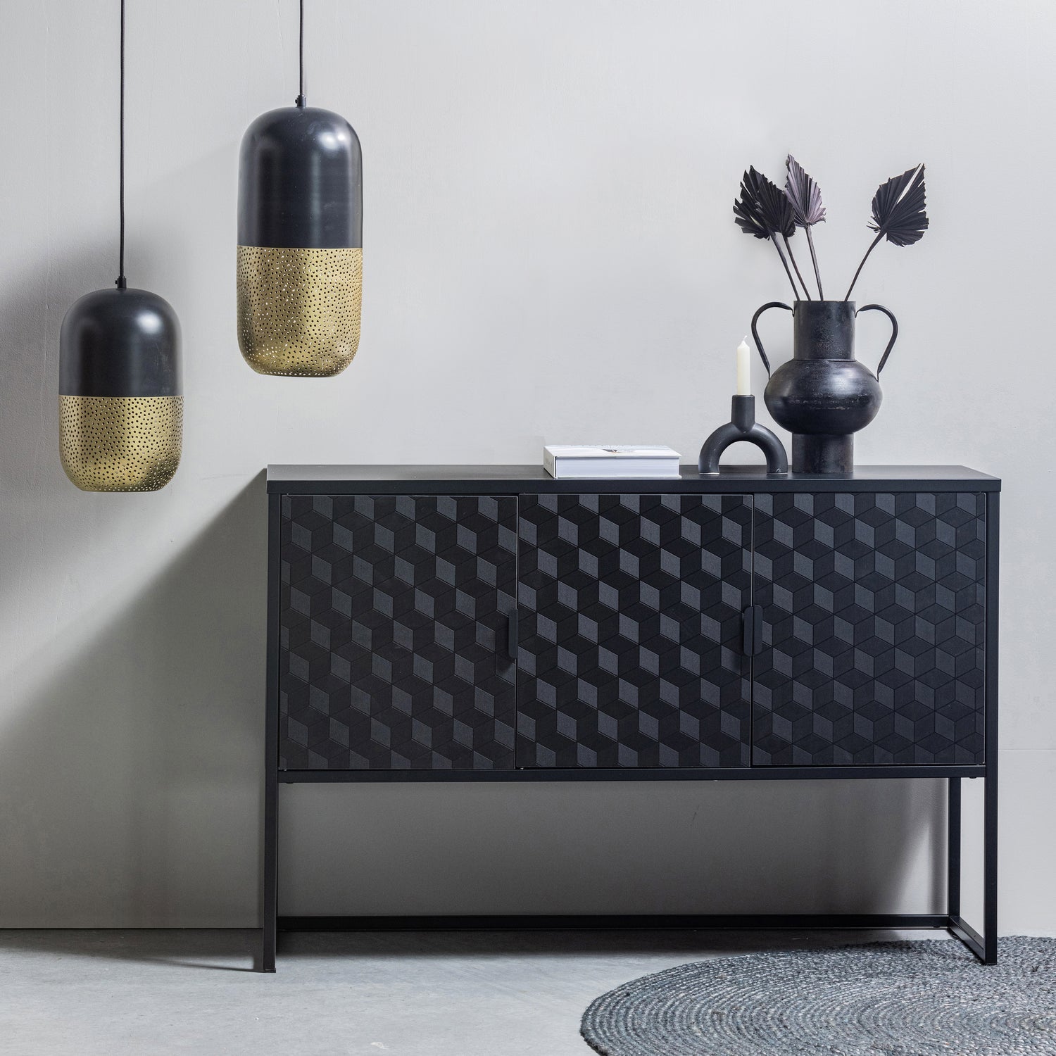 Wooood | Hanglamp Tirsa metaal zwart/messing