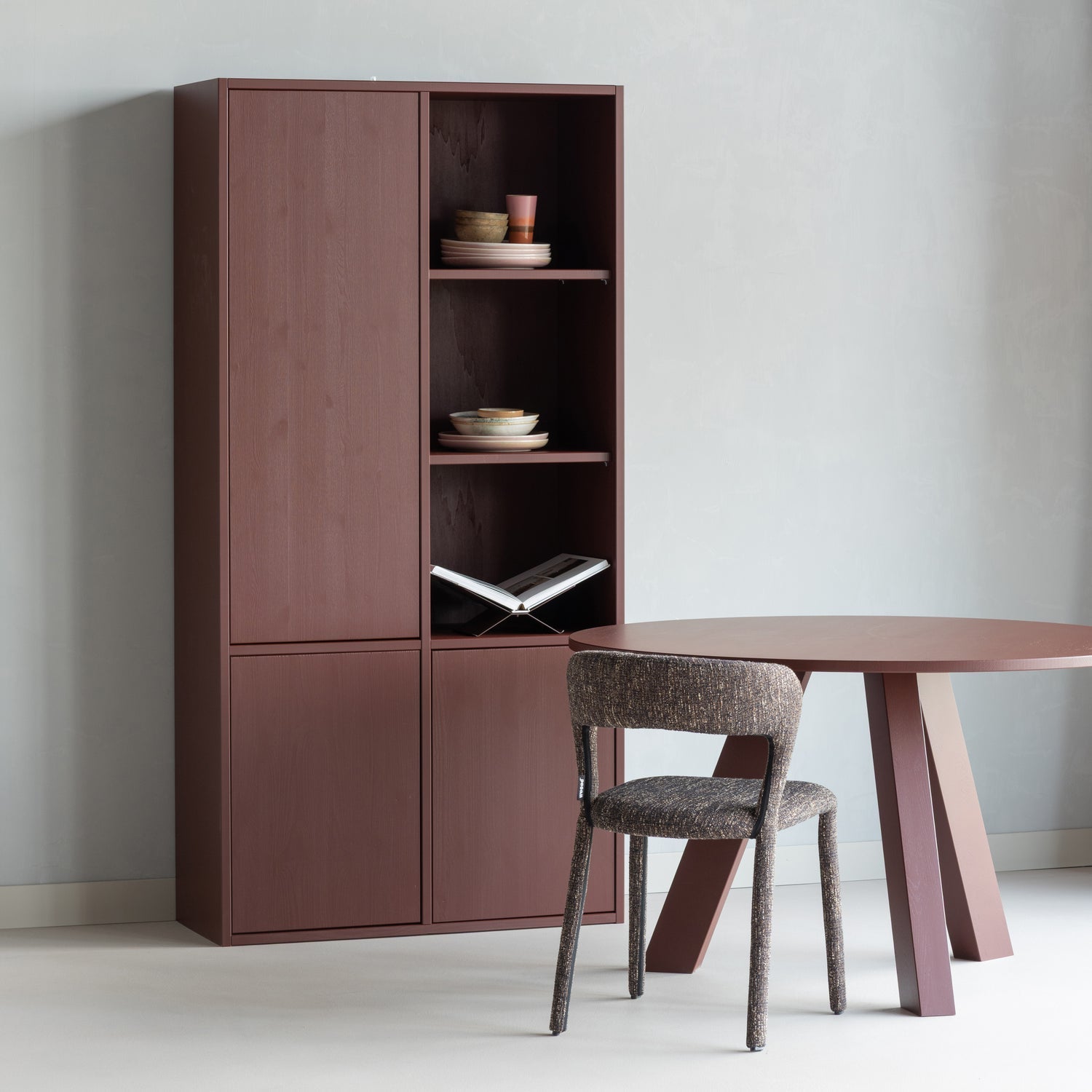 Woood | Ronde eettafel Rhonda 130cm bordeauxrood