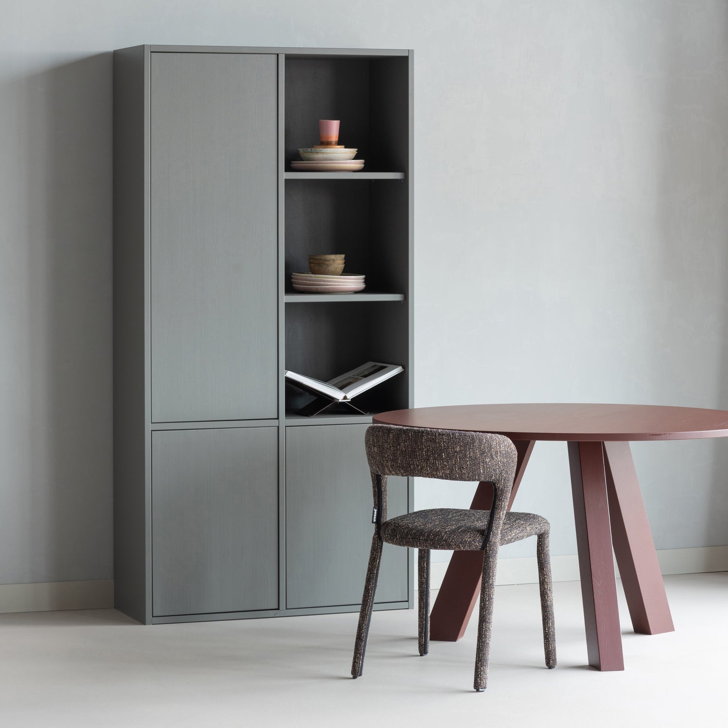 Woood | Ronde eettafel Rhonda 130cm bordeauxrood