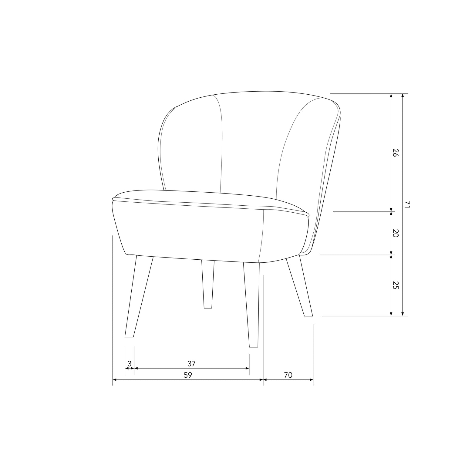 Woood | Fauteuil Sara velvet khaki