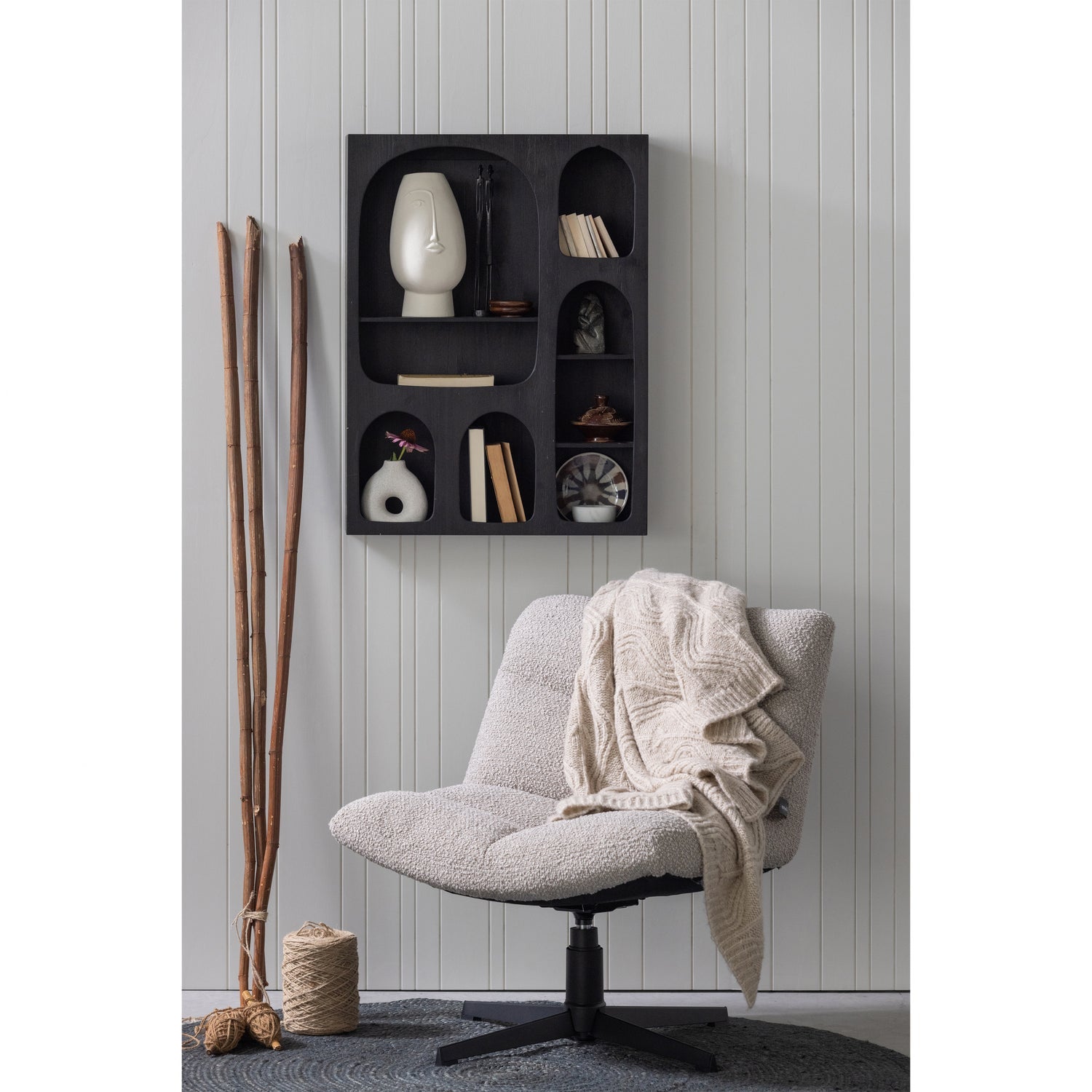 Woood | Draaifauteuil Vinny boucle zand
