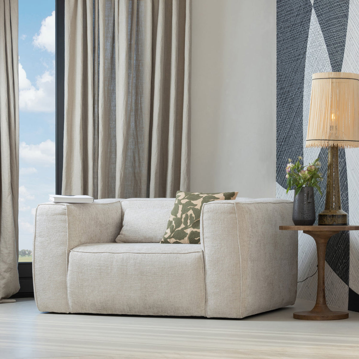 Woood | Fauteuil Bean grove melange stof naturel